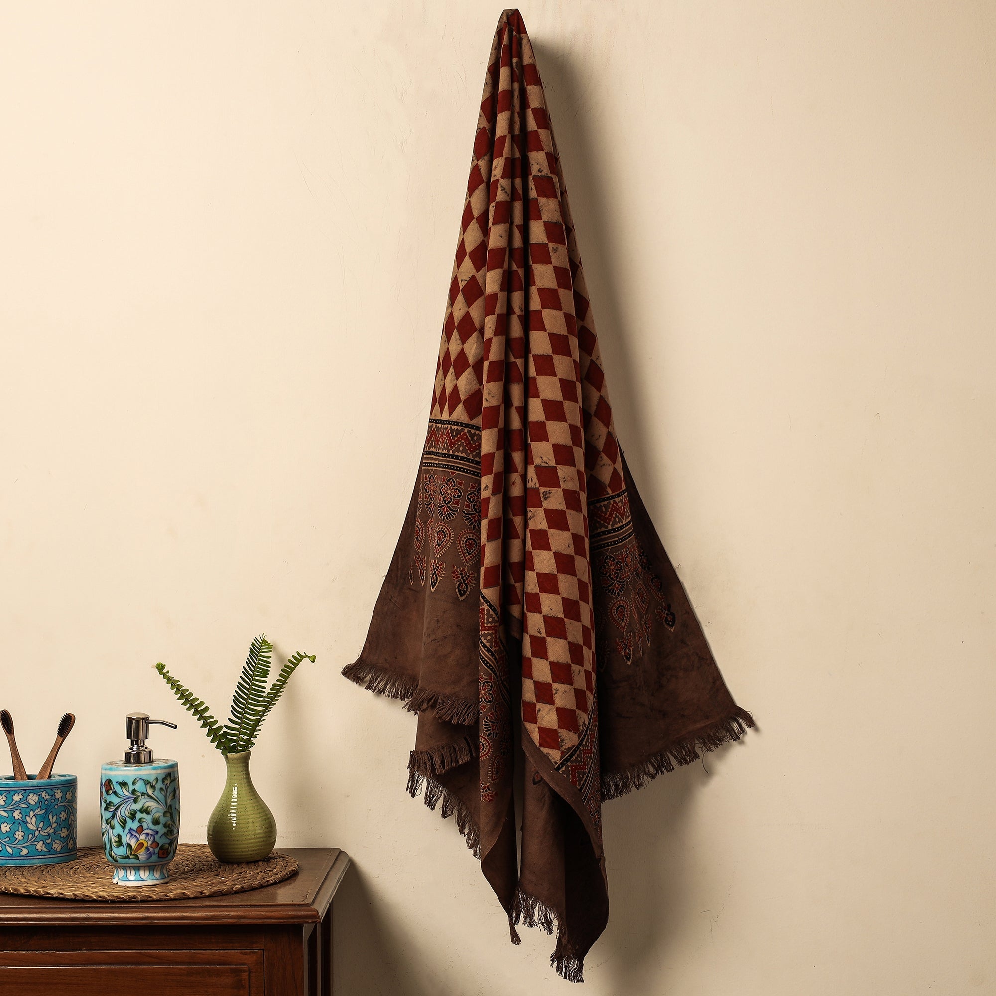 KACHCHH JI CHHAAP Brown - Block Print Cotton Ajrakh Handloom Towel