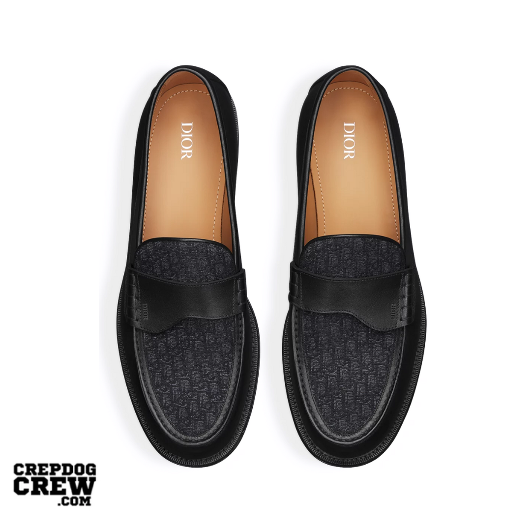Dior Granville Loafer Black Smooth Calfskin and Black Dior Oblique Jacquard - view 2