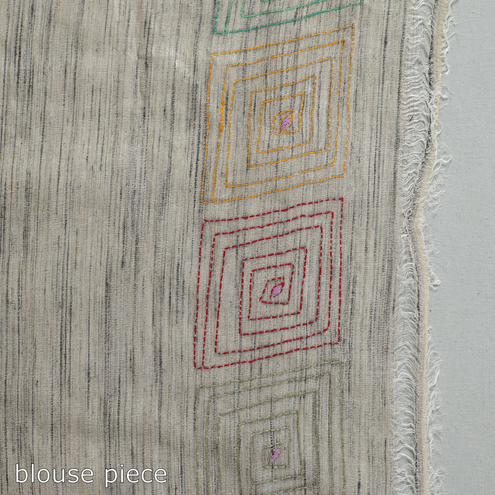 KHUSHBASH - HAPPY LOOM OF EAST Beige - Bengal Kantha Hand Embroidery Pure Ghicha Silk Handloom Saree 136 - view 7