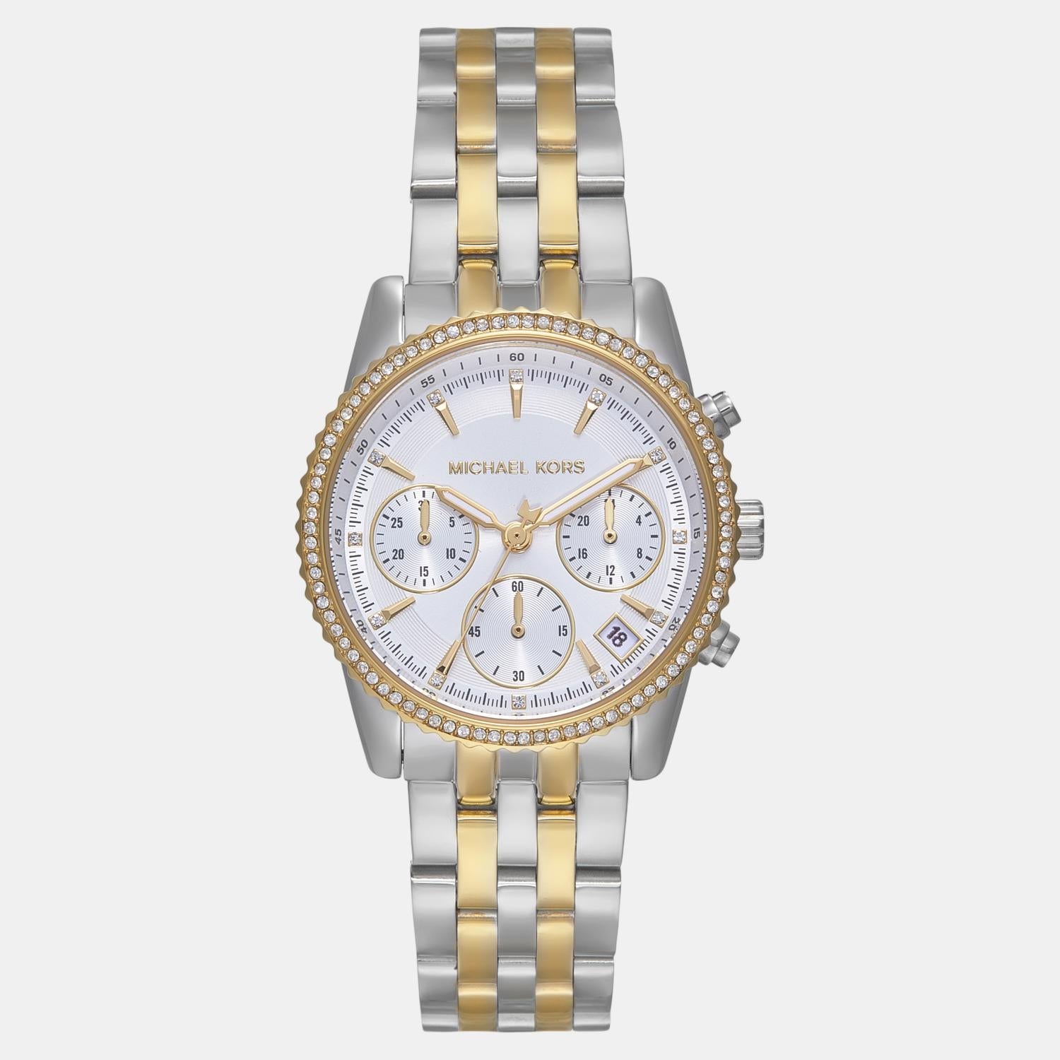 Michael Kors Bryant Women Quartz White Dial Chronograph Stainless Steel Watch MK7532