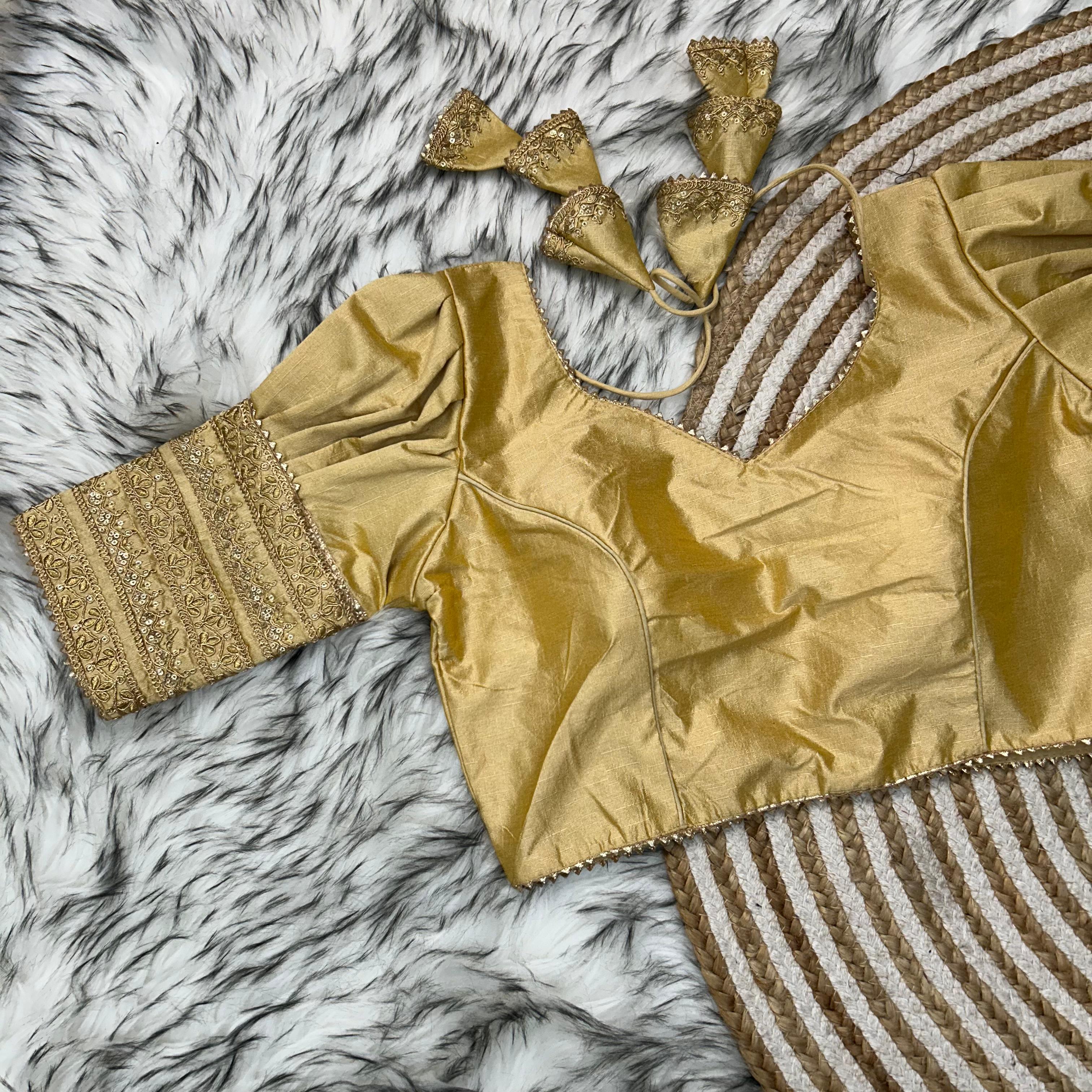 ClothsVilla Copper Color Kilmora Silk Blouse with Handcrafted Embroidery and Sequence Accents - view 2