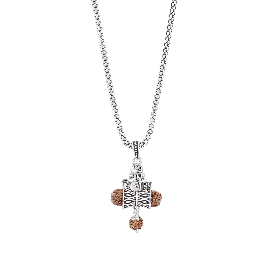 Prinjal Jewellers Rudraksha Om Namah Shivay Damru Pendant with Silver Chain - view 4