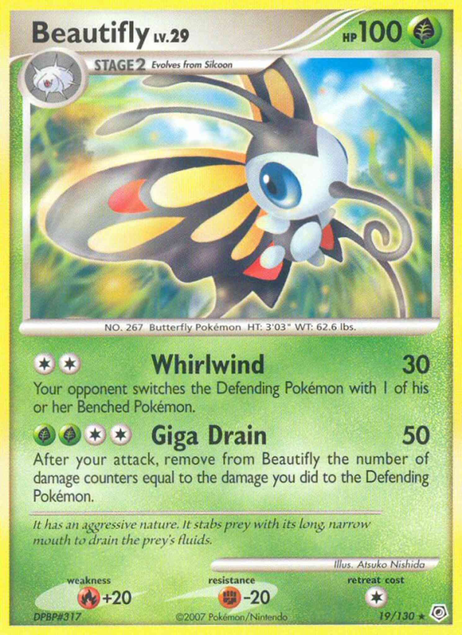 Rare dp1-19 reverse – Pokémon Beautifly - 19/130 - Rare [dp1-19] [Reverse Holo]