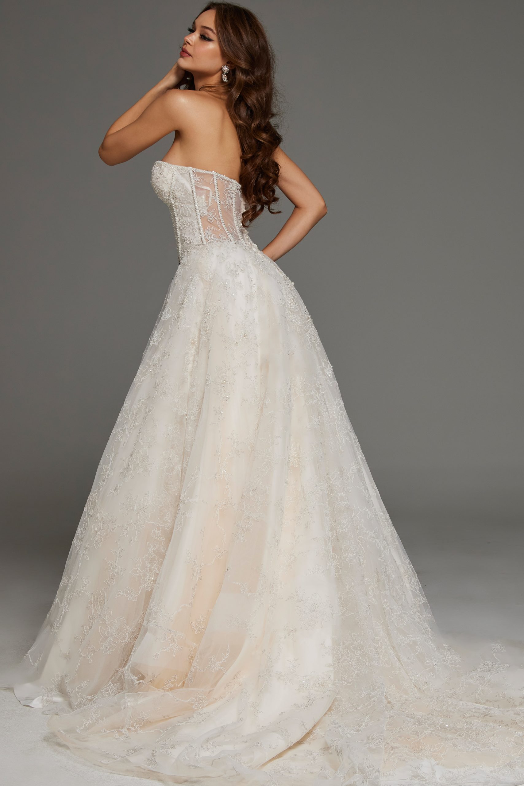 Jovani JB42766 Corset Bridal Gown Long Lace Details Wedding Dress - view 2