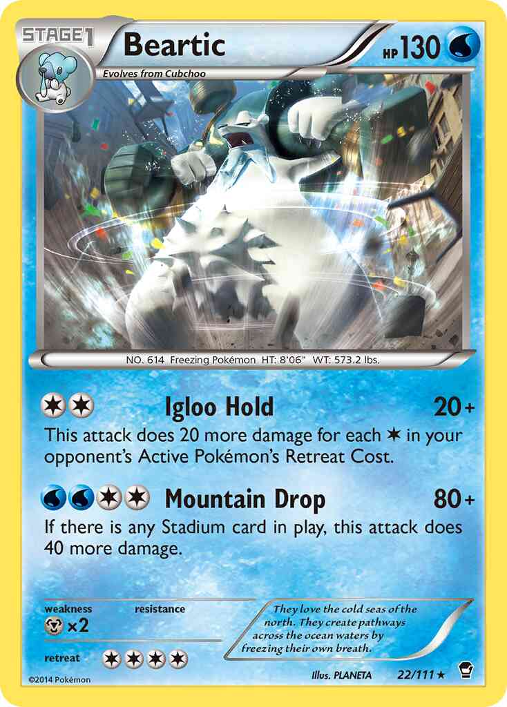 Rare xy3-22 reverse – Pokémon Beartic - 22/111 - Rare [xy3-22] [Reverse Holo]