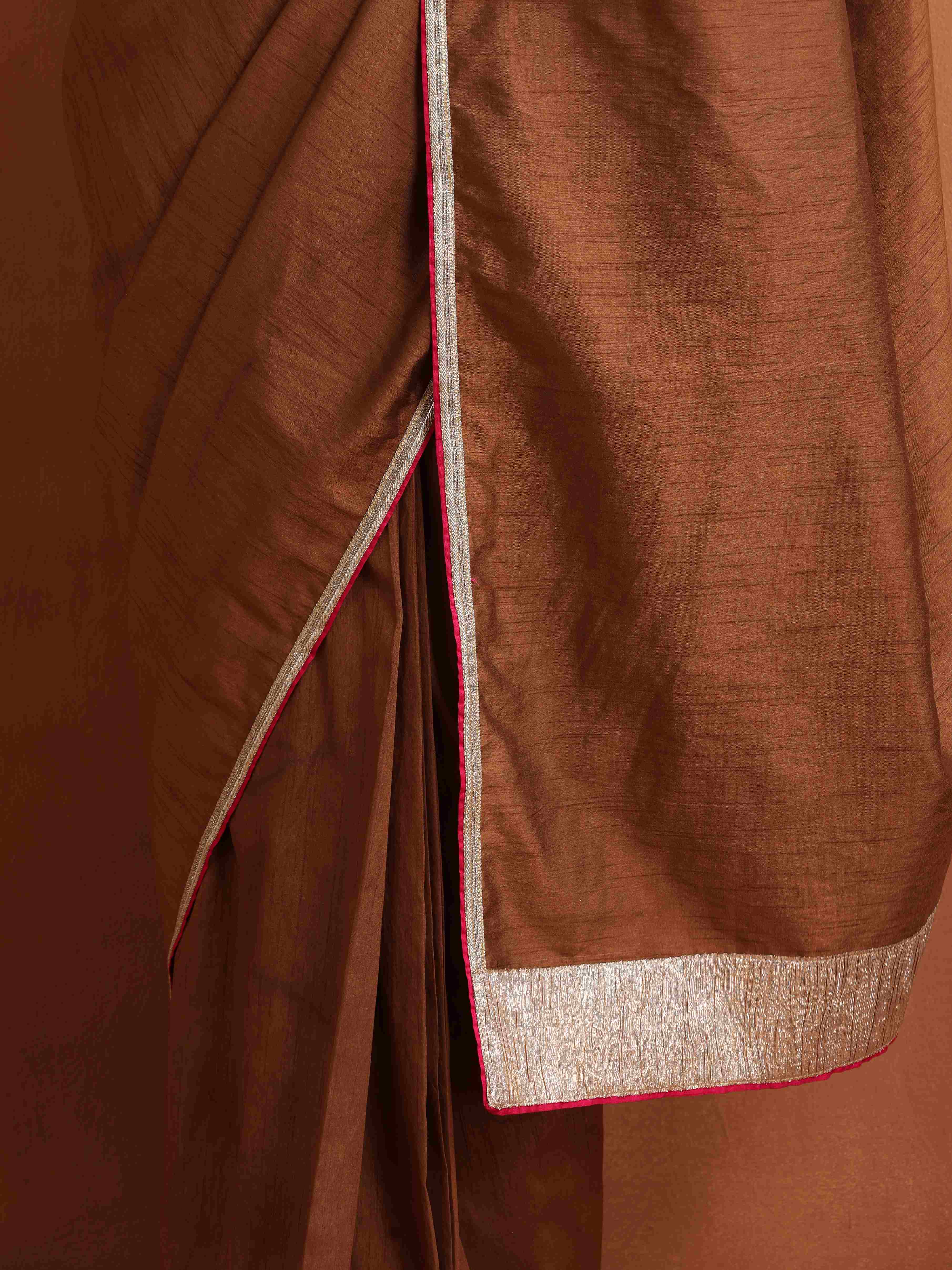 trueBrowns Brown Silk Ready To Wear Saree – Women's - view 6