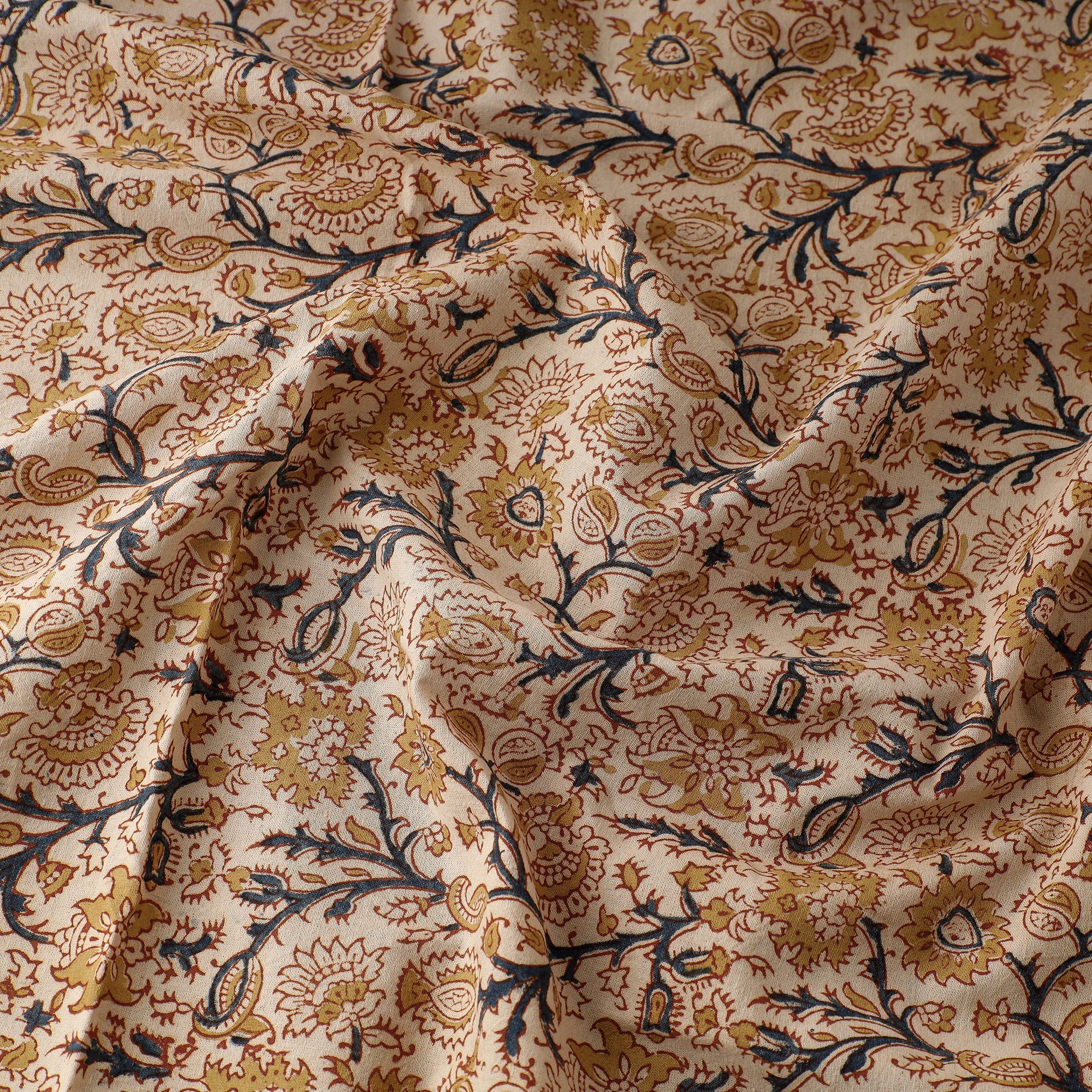 PITCHUKA SRINIVAS KALAMKARI PEDANA Beige - Pedana Kalamkari Block Printed Cotton Fabric - view 2