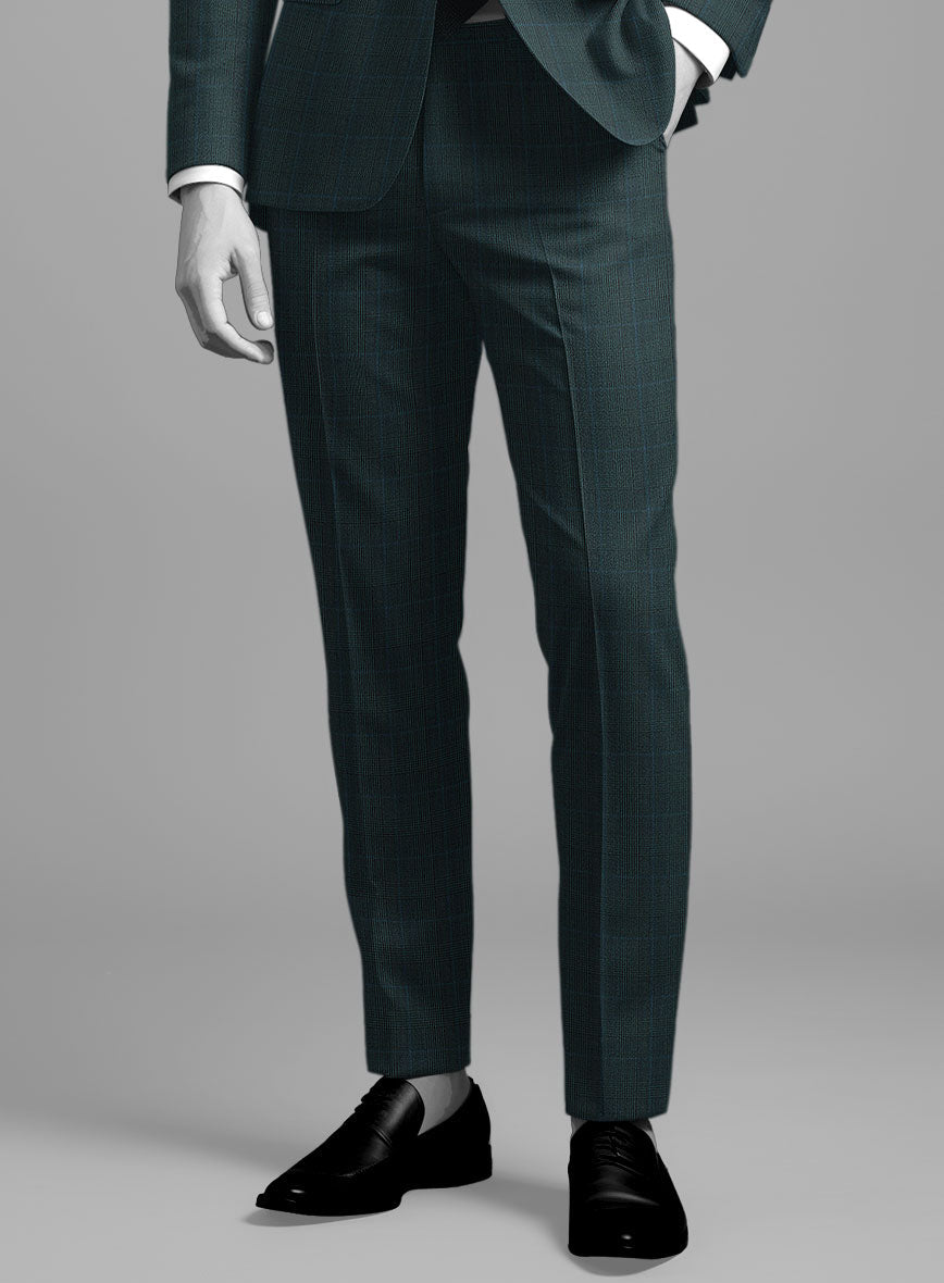 StudioSuits Napolean Esso Tartan Teal Blue Wool Pants - view 2
