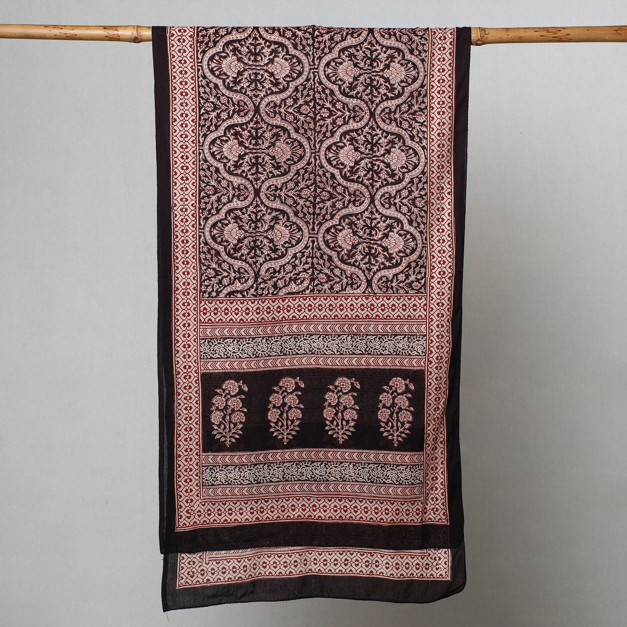 BAGH PRINTS BY MOHAMMED BILAL KHATRI Black - Bagh Hand Block Printed Cotton Stole - view 2