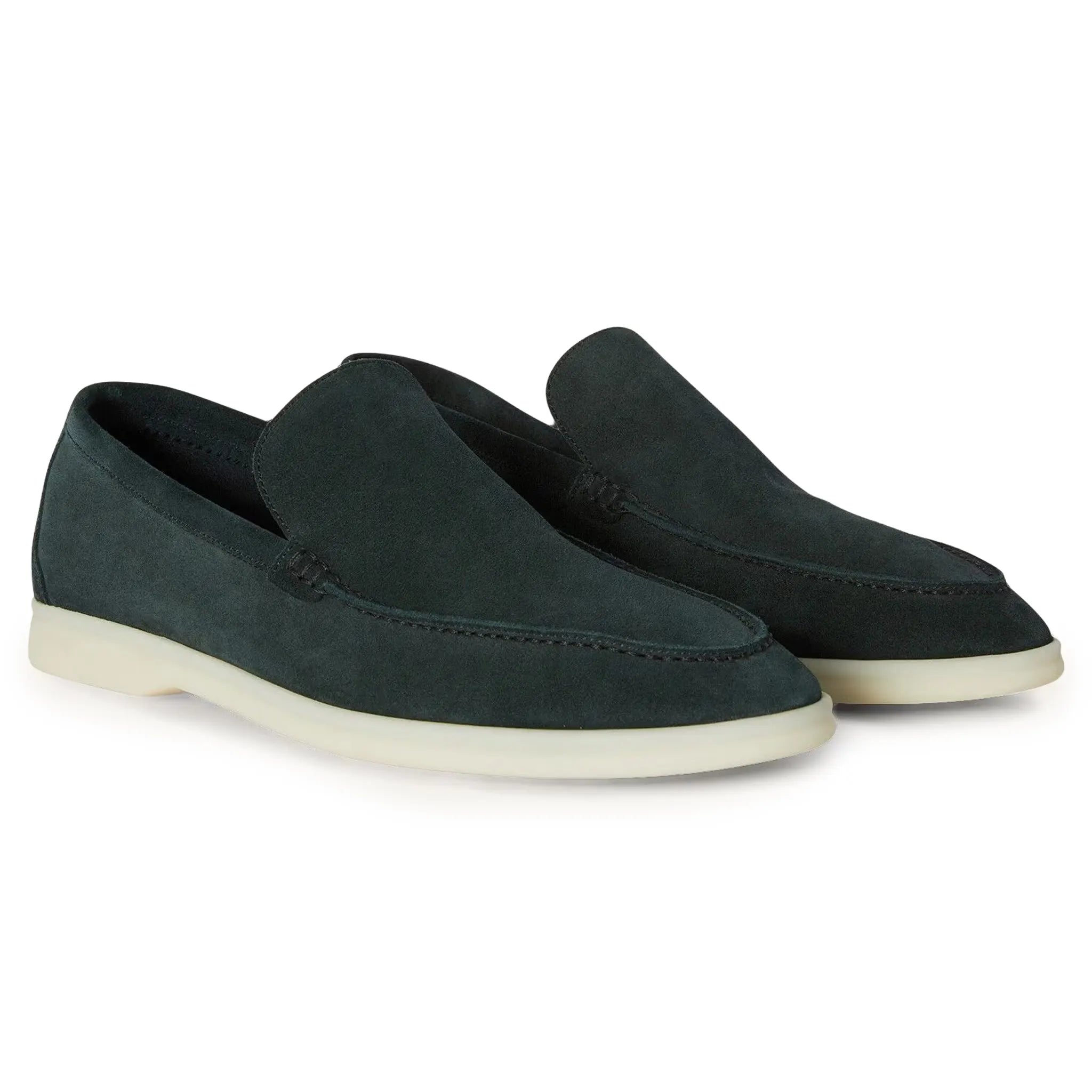 Loro Piana Summer Walk Suede Dark Green Loafers - view 2
