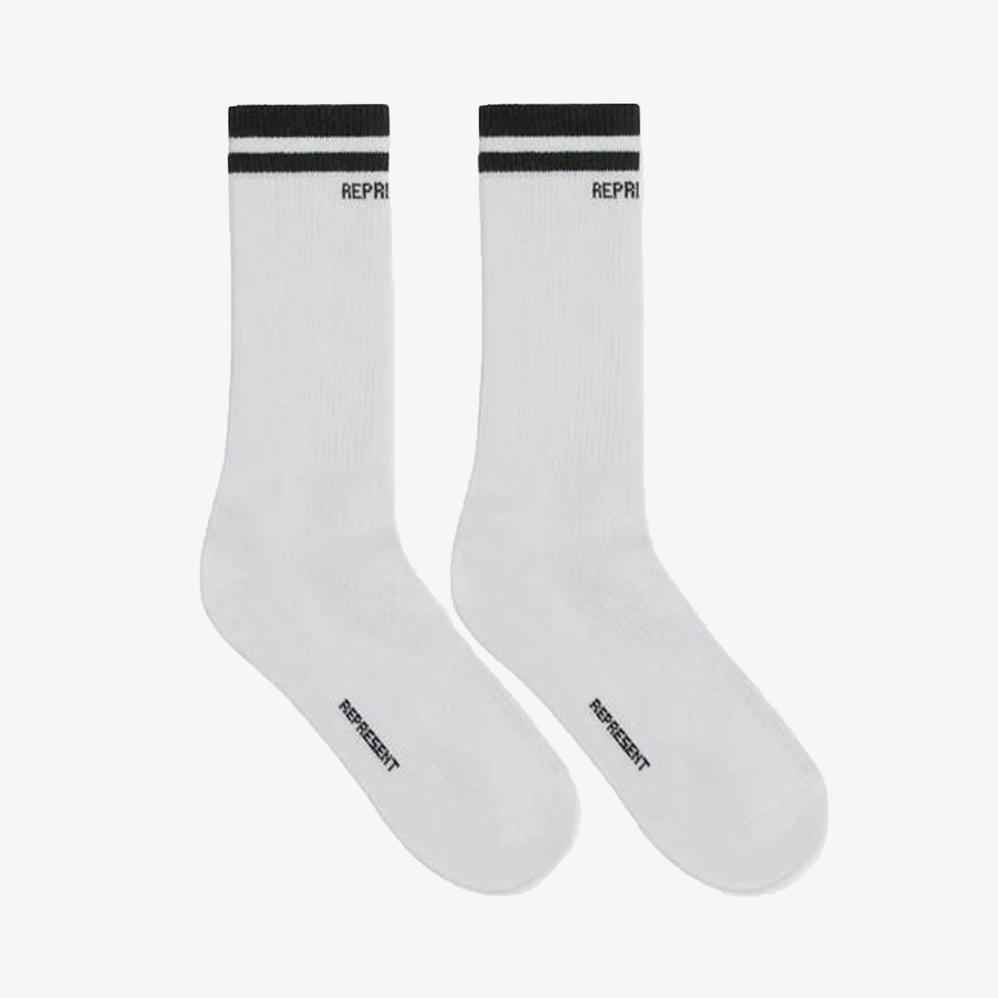 Represent | COLLEGE SOCKS { BLACK/WHITE