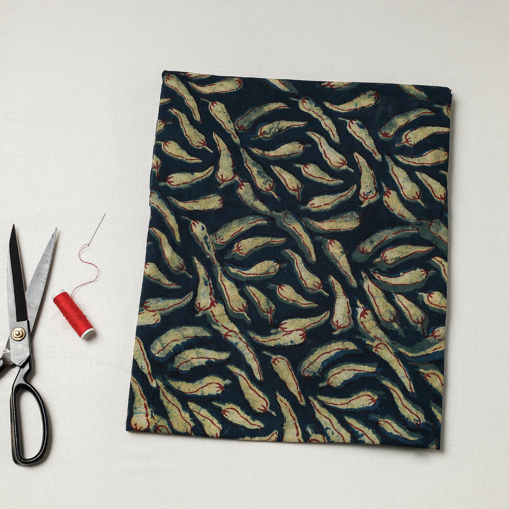 BINDAAS UNLIMITED Blue - Bindaas Block Art Printed Cotton Natural Dyed Precut Fabric (1.3 meter)