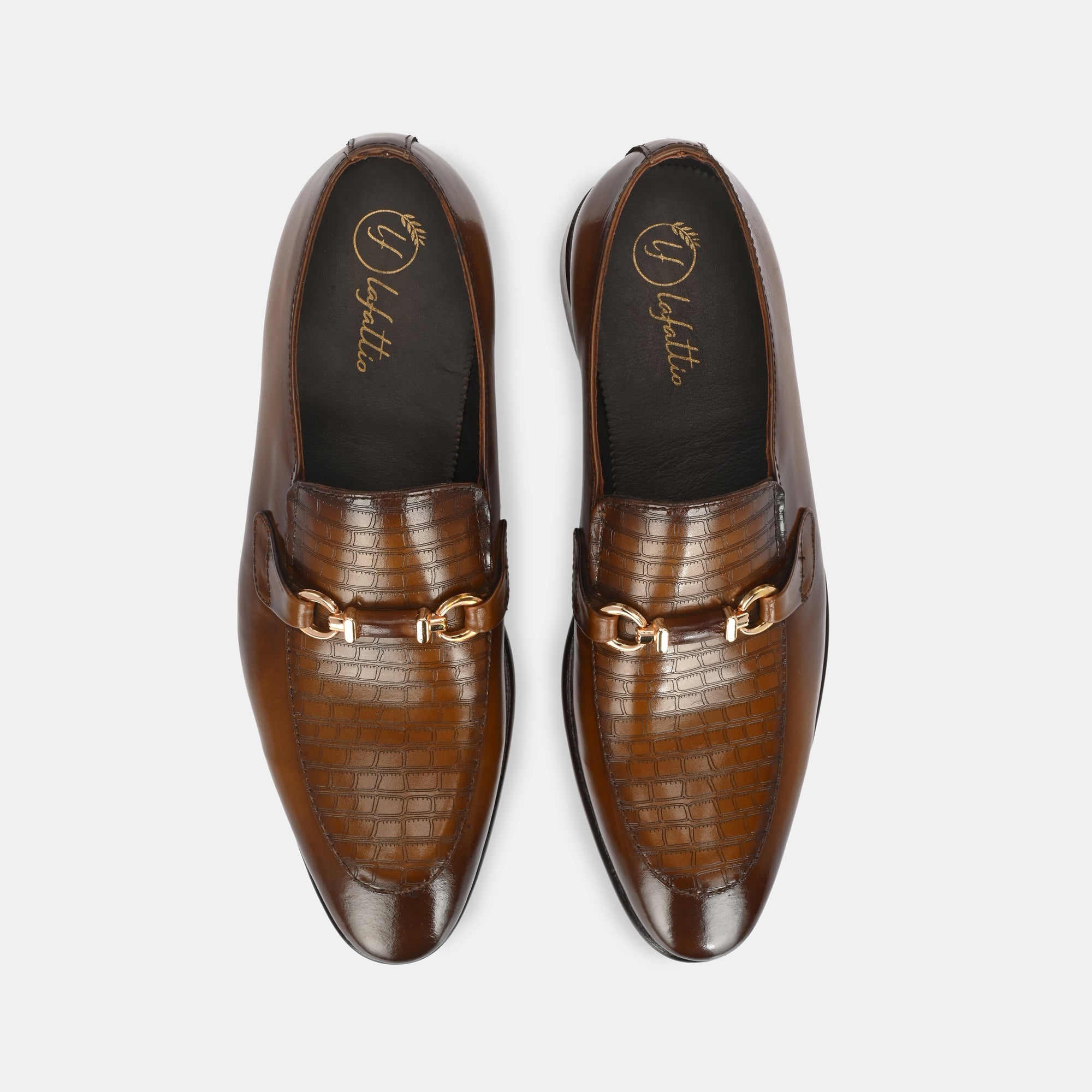 Tan Laser Engraved Buckled Shoes by Lafattio - view 6