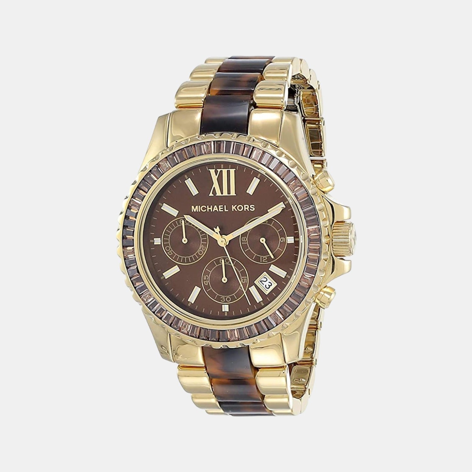 Michael Kors Everest Women Quartz Brown Dial Chronograph Stainless Steel Watch MK6973