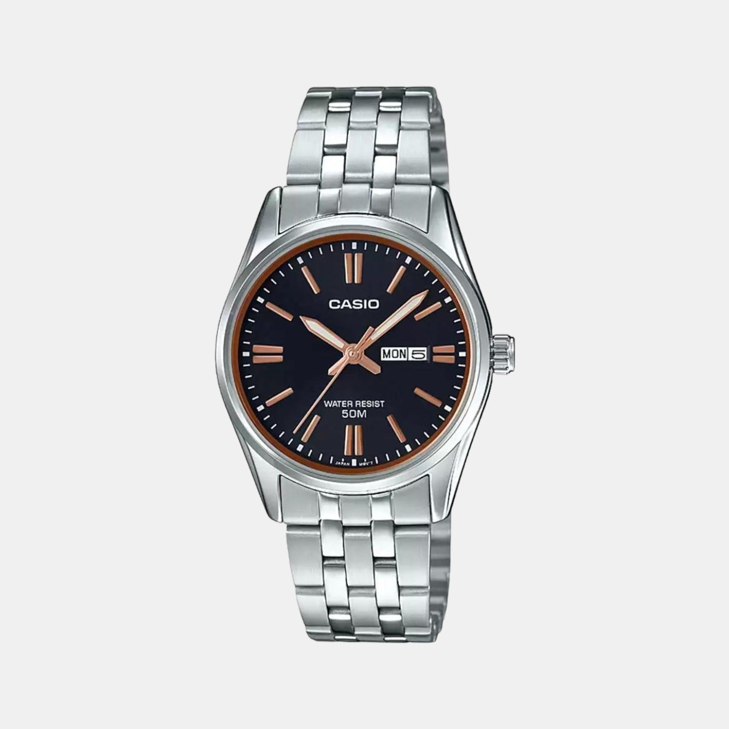 Casio Enticer Women Quartz Black Dial Analog Stainless Steel Watch A1504