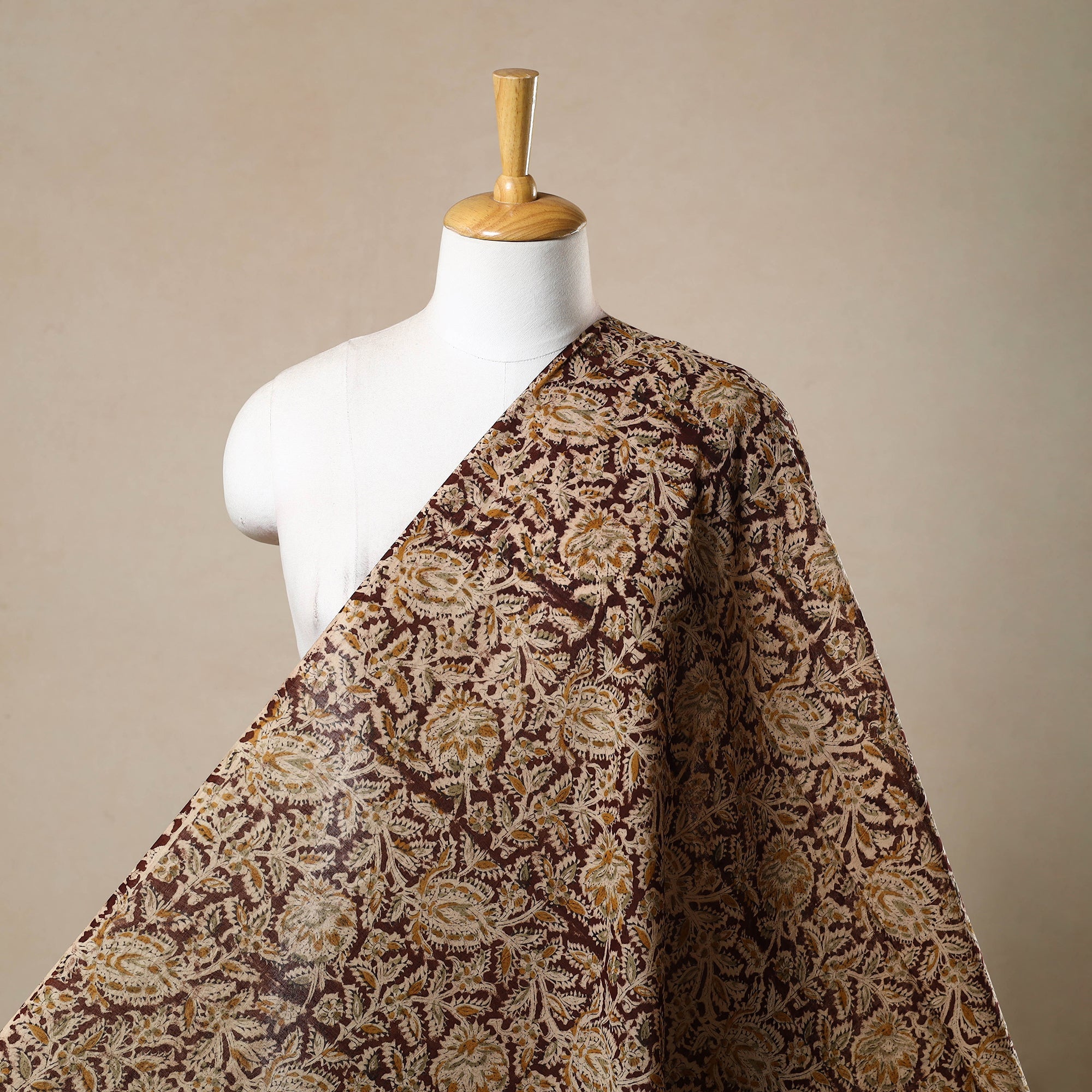VENKATA BHANU KALAMKARI PEDANA Brown - Pedana Hand Block Print Mul Cotton Kalamkari Fabric 06