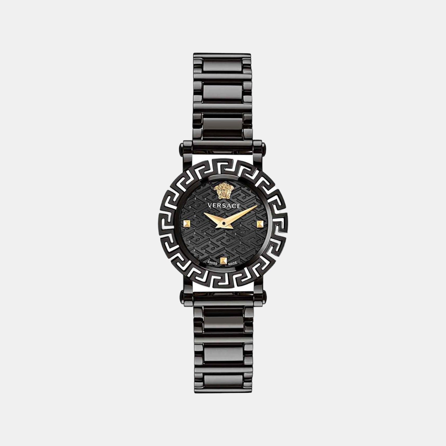 Versace Greca Glam Women Quartz Black Dial Analog Stainless Steel Watch VE2Q00522