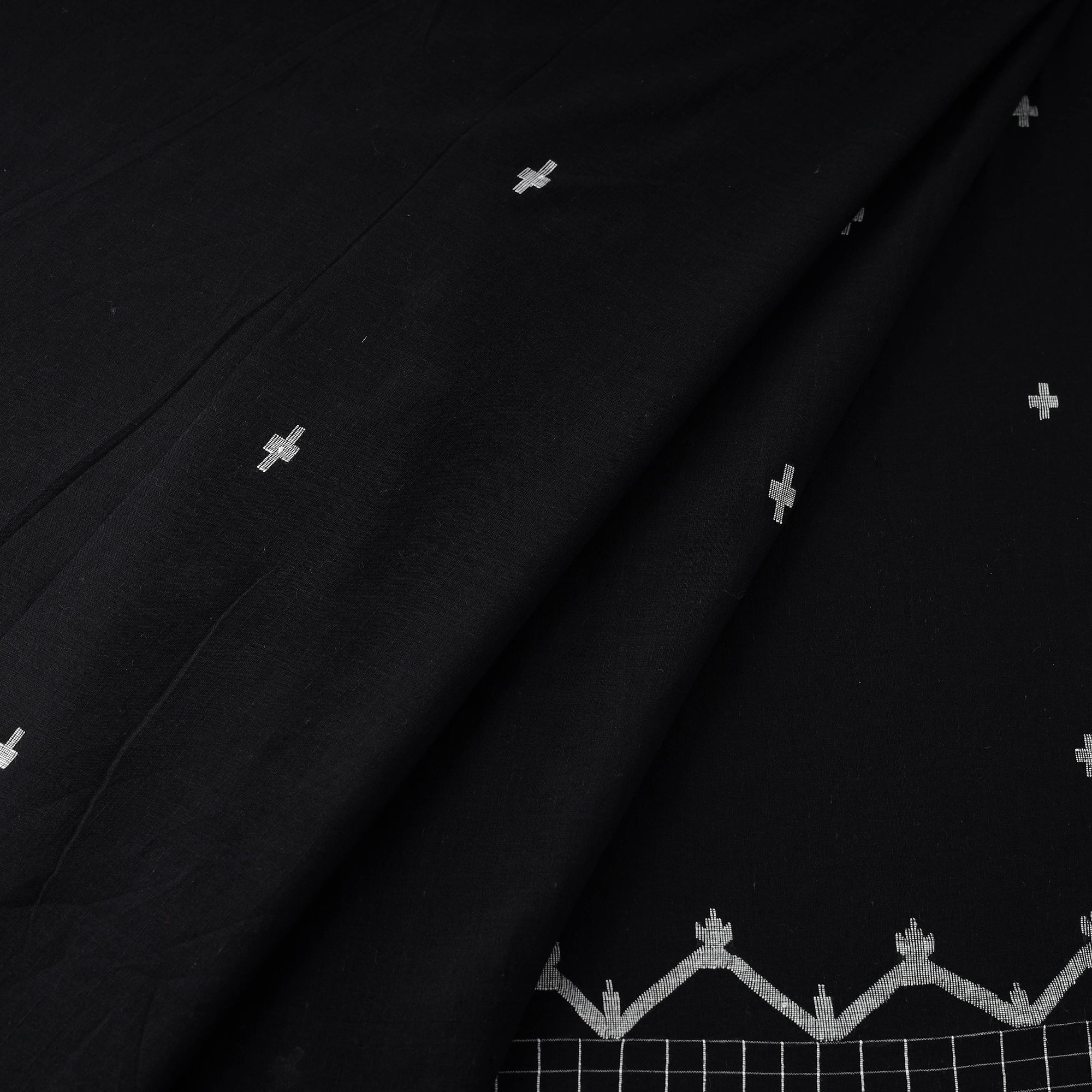 ARTISAN DIRECT BY CREATIVE DIGNITY Black - Pure Handloom Cotton Bengal Jamdani Fabric 01 - view 2
