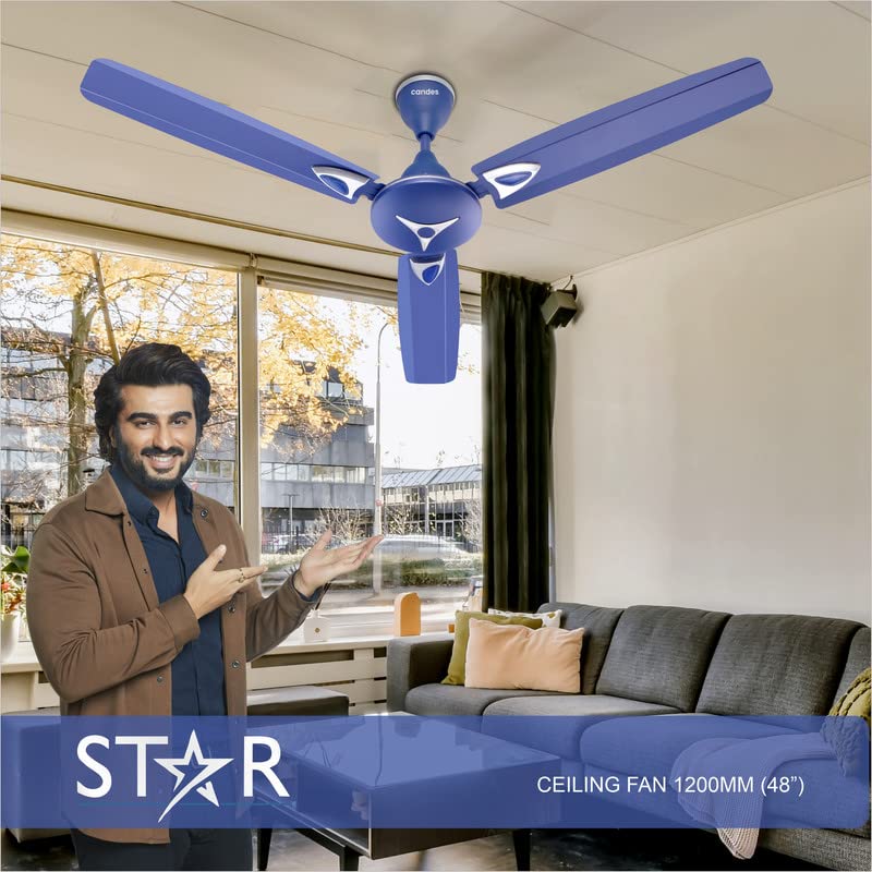 Candes Star 1200mm/48 inch High Speed Anti-dust Decorative 3 Star Rated Ceiling Fan 405 RPM with 2 Yrs Warranty (Silver Blue, Pack of 1) - view 2