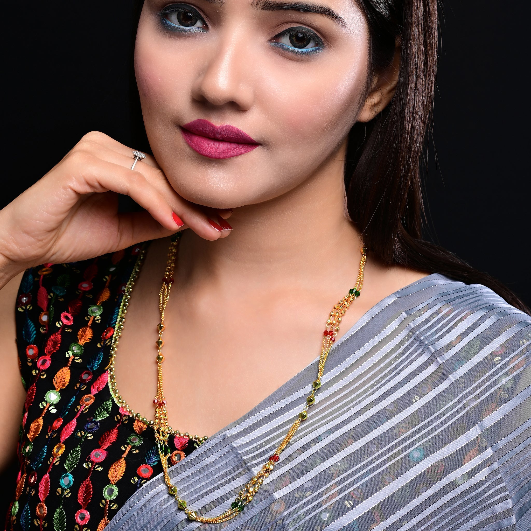 Branta Traditional Layered Long Mala Necklace For Women