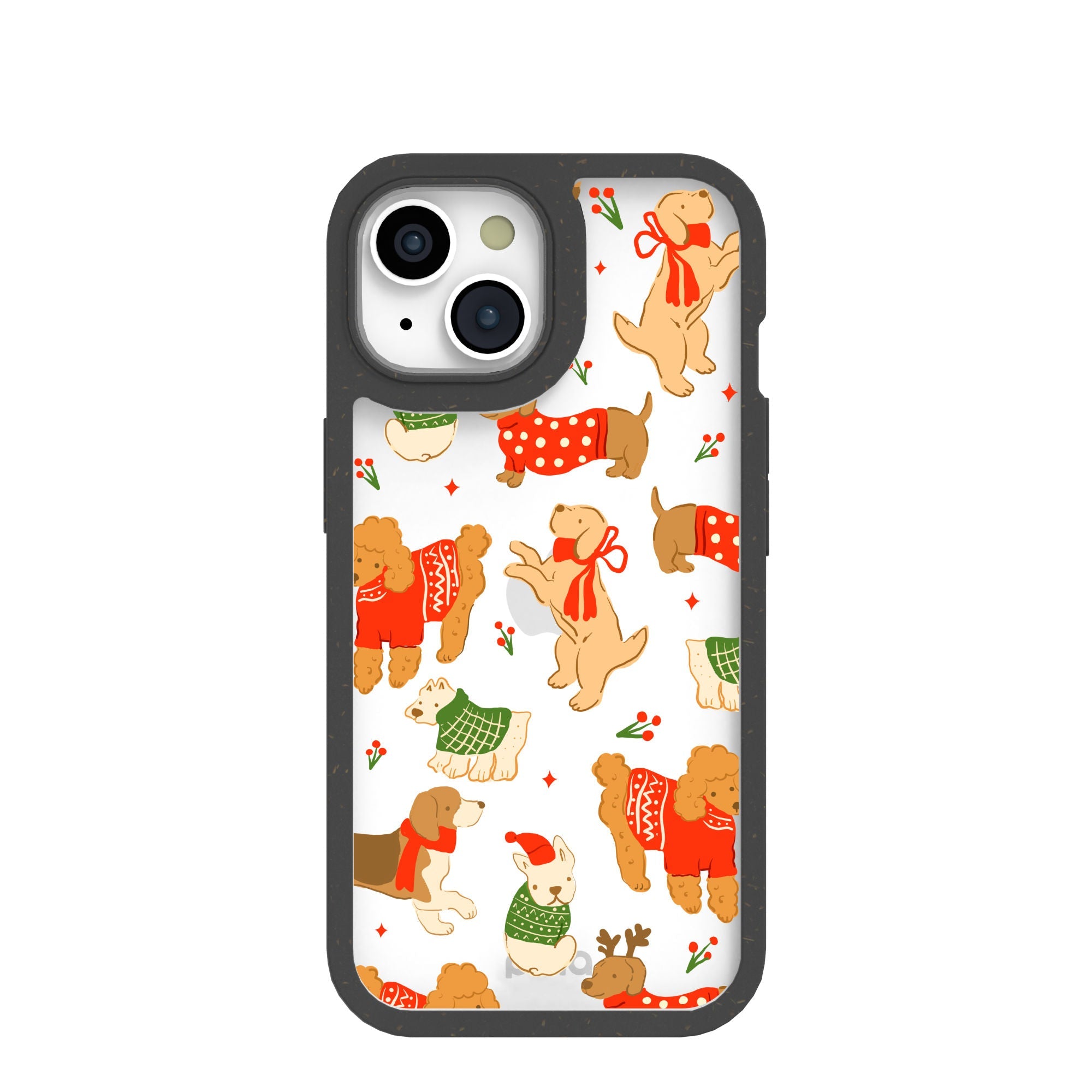 BlackTree Clear Jolly Doggos iPhone 15 Case With Black Ridge