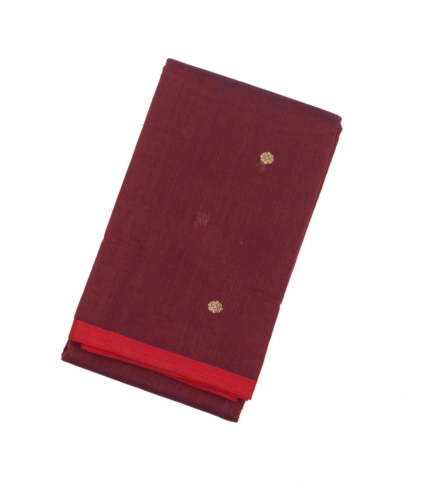 RmKV Crimson Handloom Kanchi Cotton Saree With Kamalam Buttas