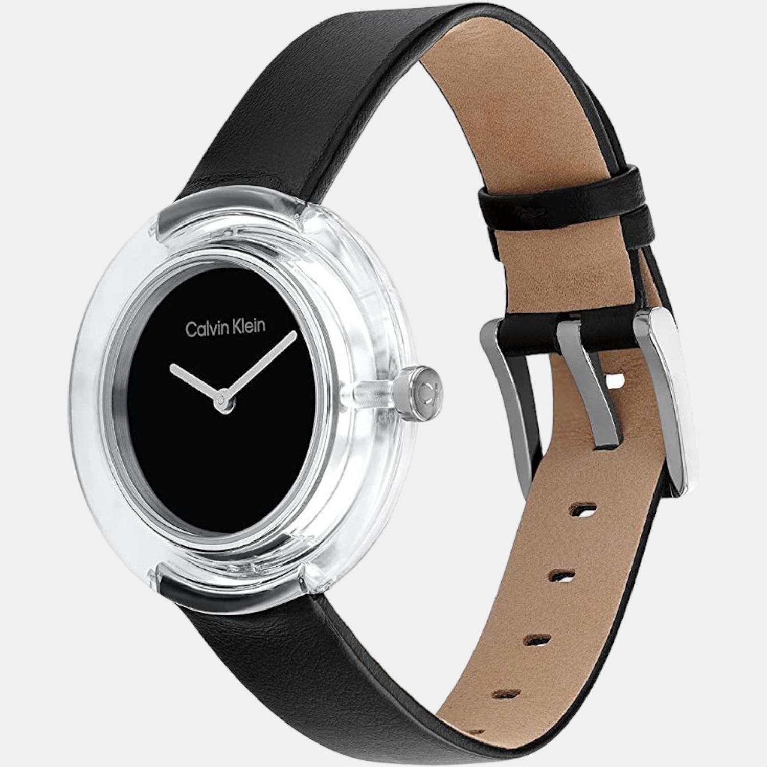 Calvin Klein Circular Women Quartz Black Dial Analog Leather Watch 25200020 - view 2