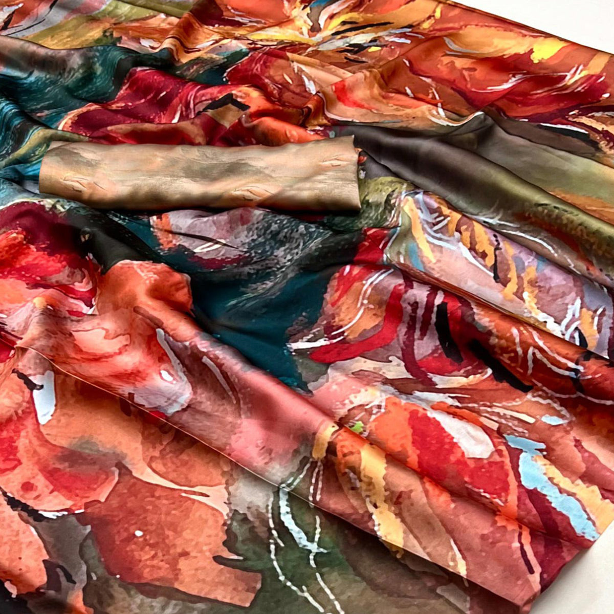Peachmode Multicolor Digital Printed Satin Saree - view 2