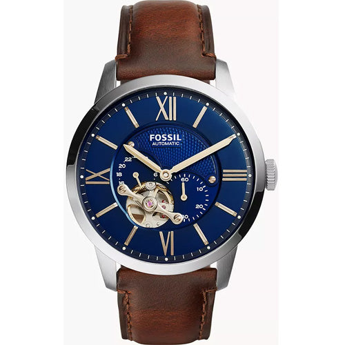 Fossil Townsman Blue Dial & Brown Leather Strap Watch for Men