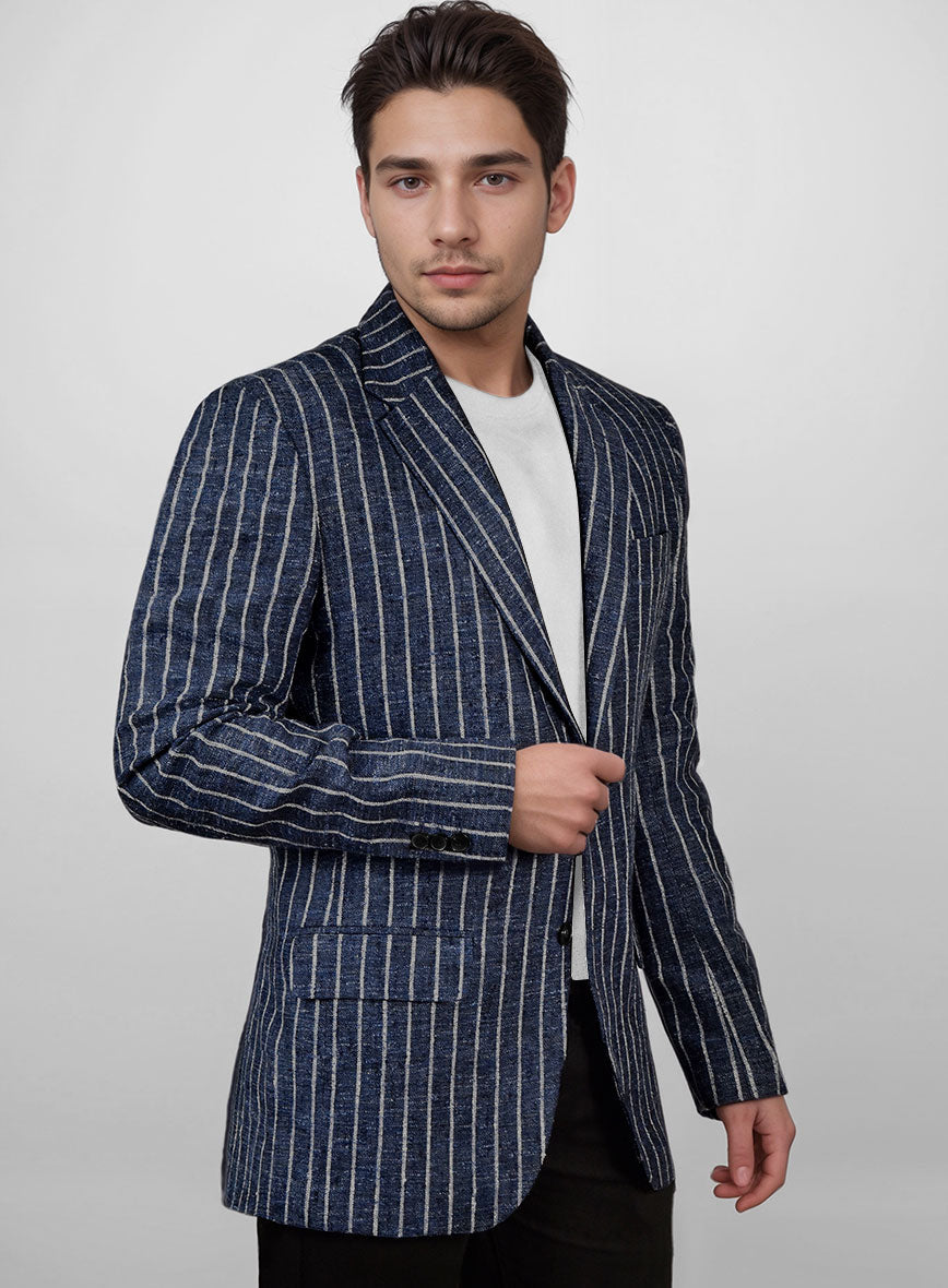 StudioSuits Maestro Volis Stripe Linen Wool Silk Jacket - view 4