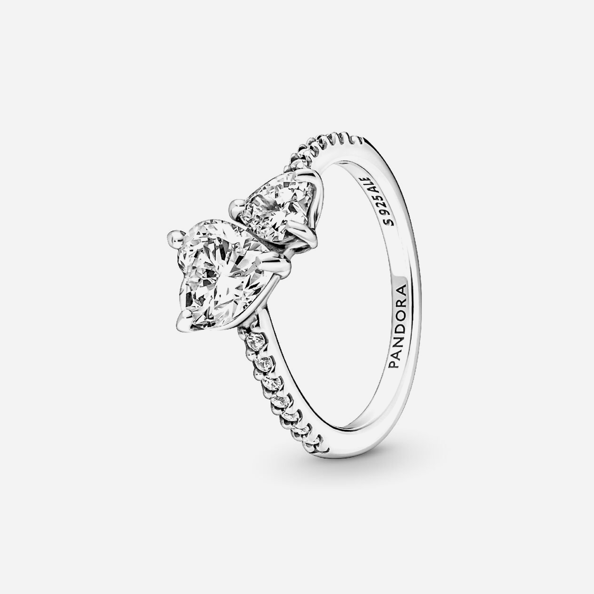 Pandora Double Heart Sparkling Ring Sterling Silver - view 2