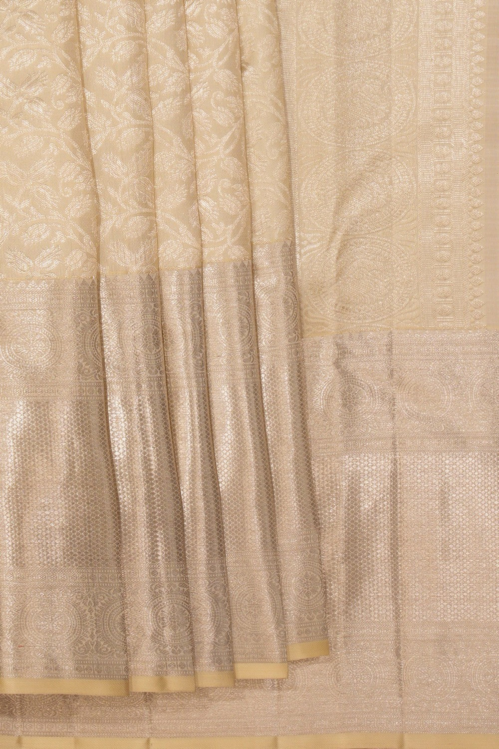 Kalanjali Kanchipattu Brocade Cream Saree – Women's