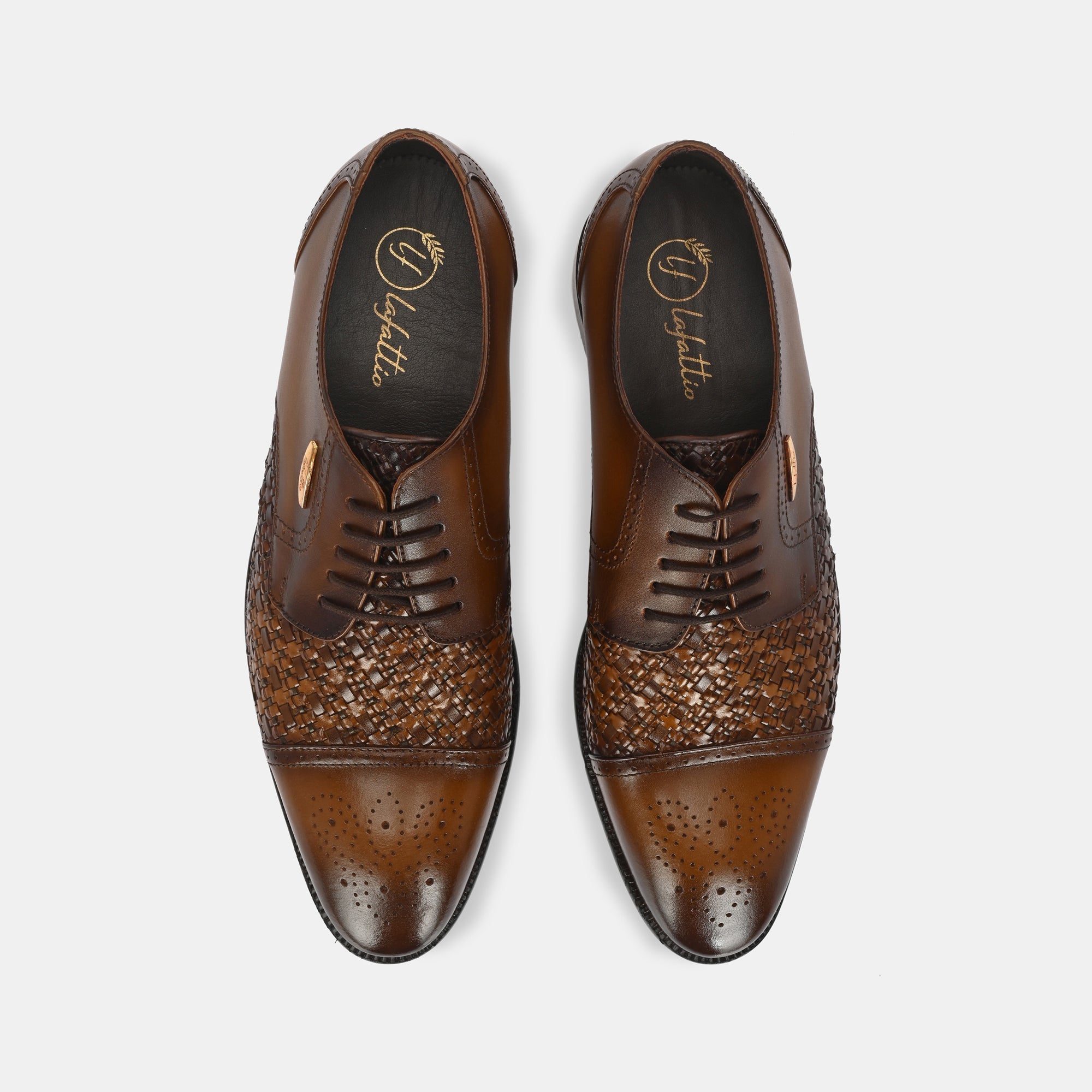 Tan Lace-Up Semi Brogues by Lafattio - view 2