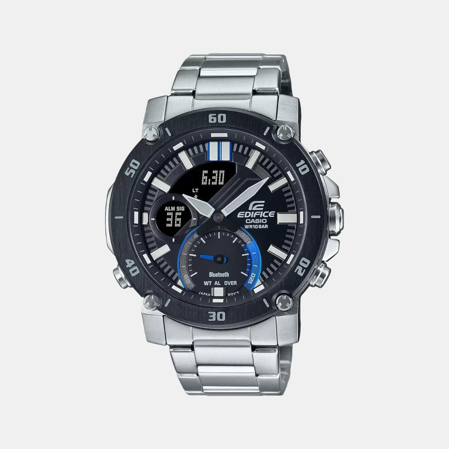 Casio Edifice Men Quartz Black Dial Analog-Digital Stainless Steel Watch EX525