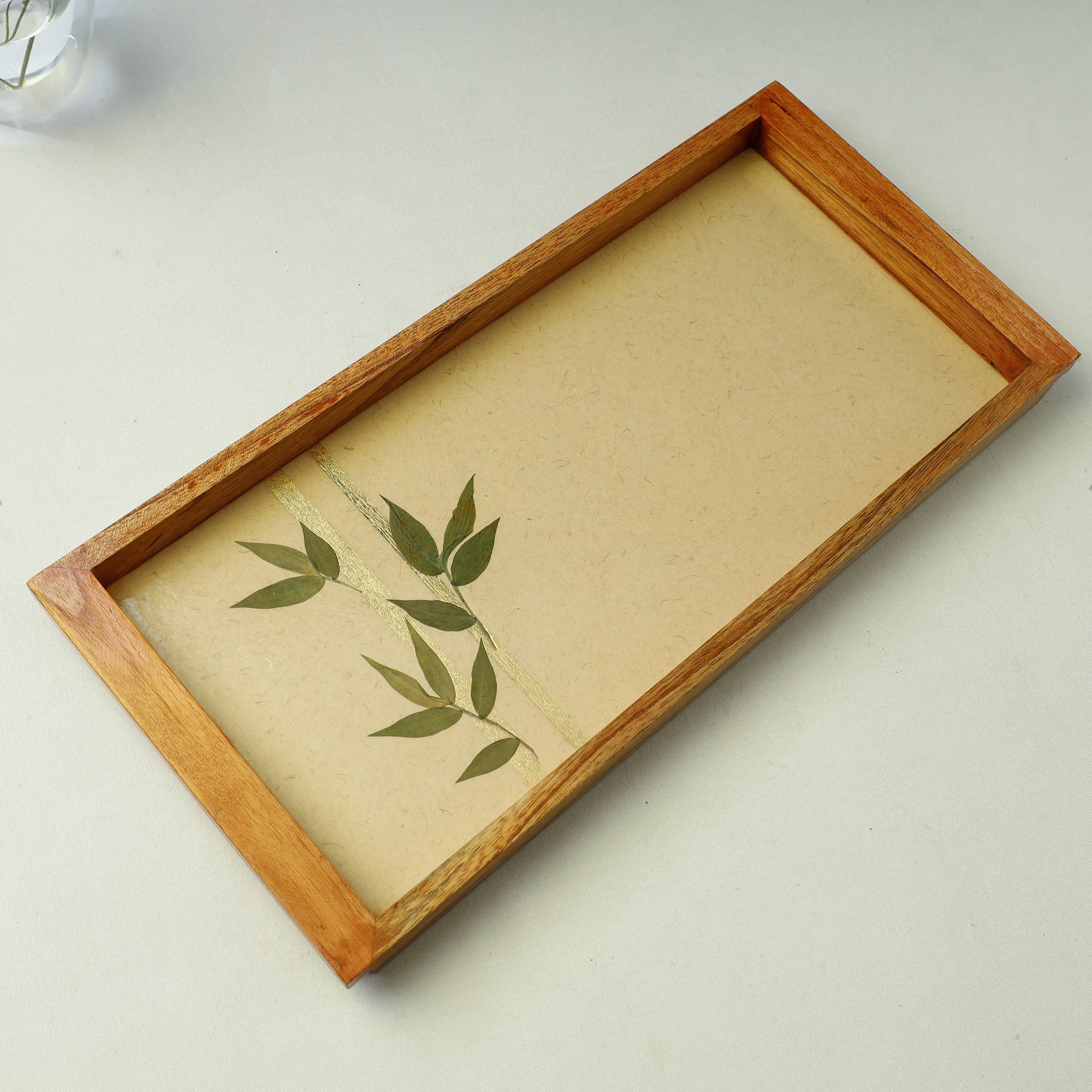 SHRADHANJALI - AN AUROVILLE UNIT Beige - Bamboo Art Work Wooden Tray (16 x 8 x 1 in) - view 2