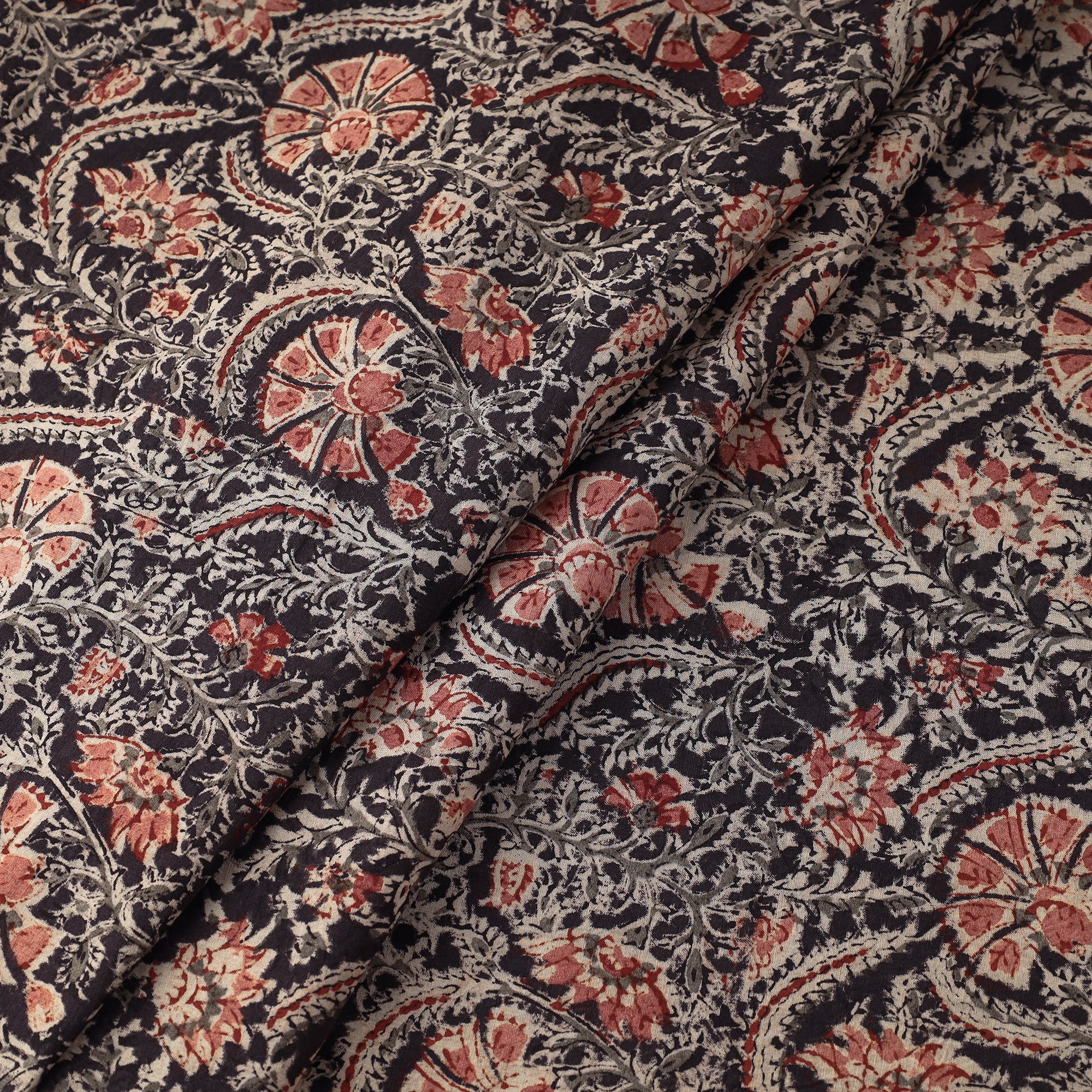 SOUTH KARGHA Black - Kalamkari Block Printed Cotton Fabric - view 2