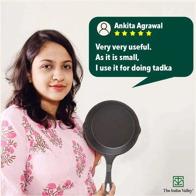 The Indus Valley CASTrong Cast Iron Fry Pan, Pre-seasoned, Nonstick, 100% Pure, Toxin-free, Induction, 15.2cm, 0.4L, 1.1kg - view 12