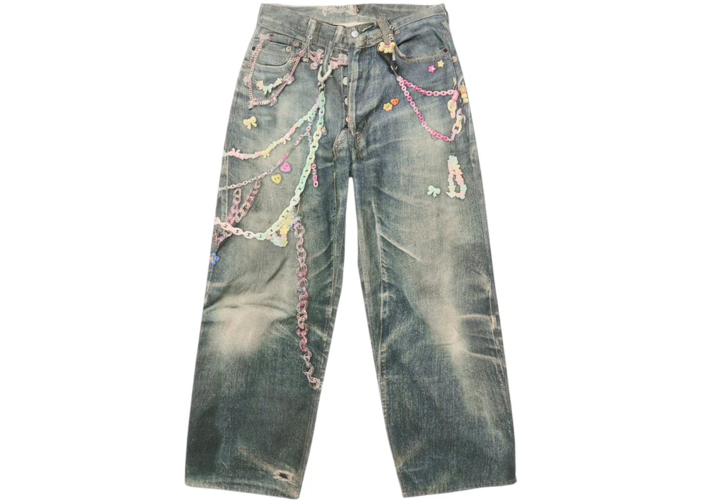 Acne Studios Vintage Chain Detail Loose Jeans Blue