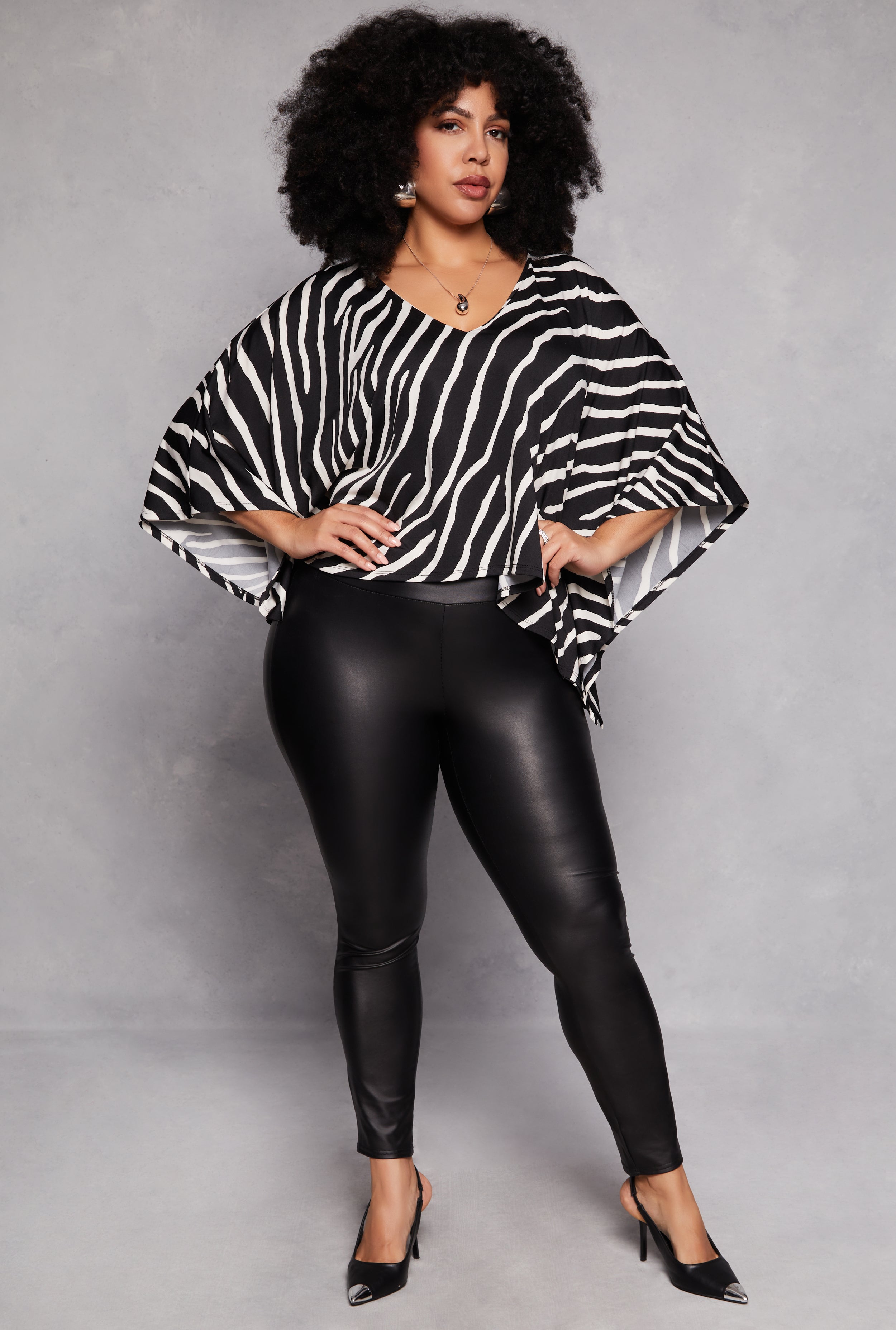 Rainbow Shops Plus Size Animal Print Batwing Sleeve Top - view 2