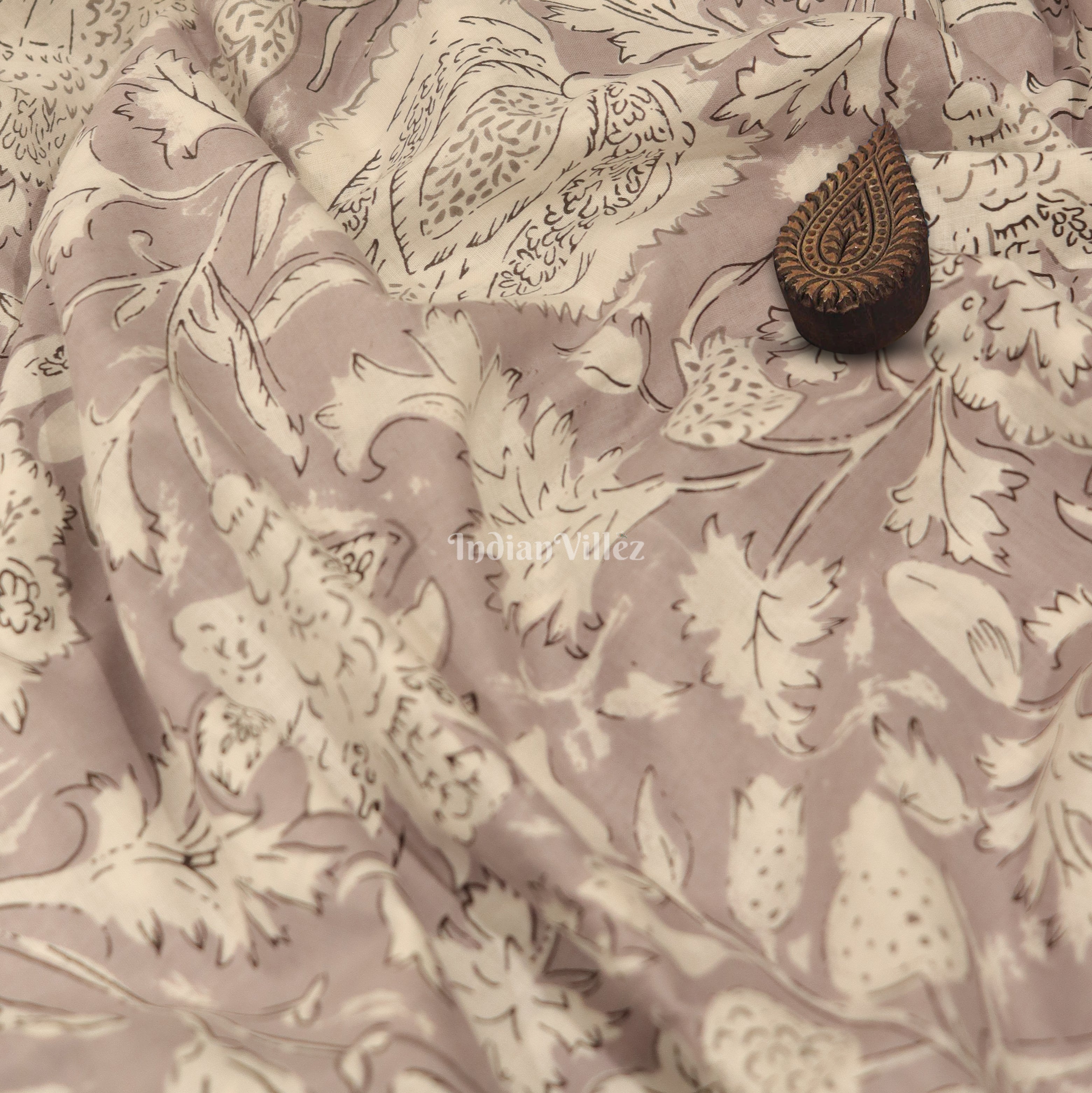 IndianVillèz Flower Dali Theme Hand Block Printed Cotton Fabric