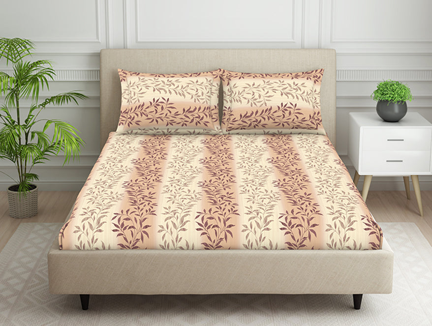 Spaces India Ornate Brown Polycotton Fitted King Harmony - By Welspun