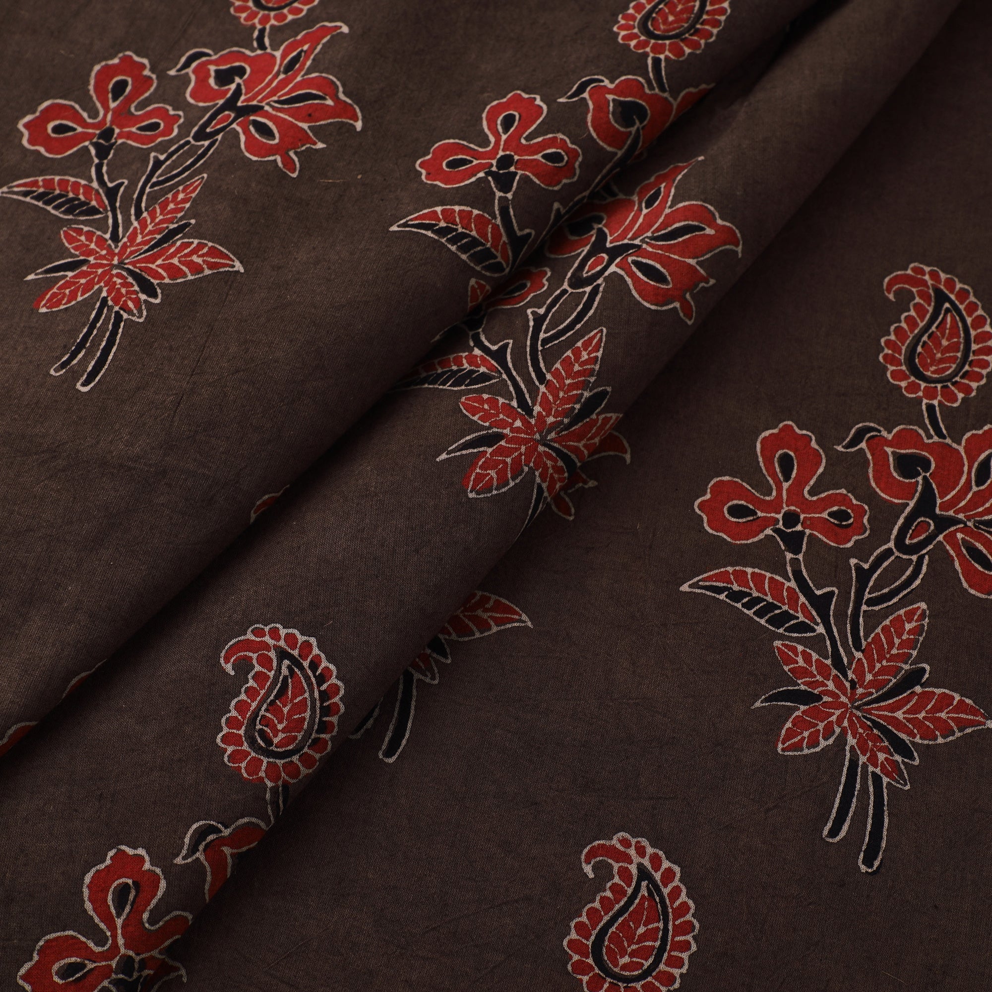AJRAKH BY JABBAR KHATRI Brown - Natural Dyed Cotton Ajrakh Print Fabric 53 - view 2
