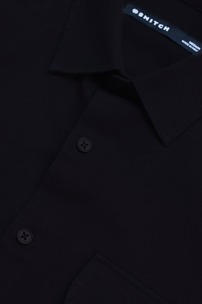 SNITCH Black Solid Double Pocket Overshirt - view 2