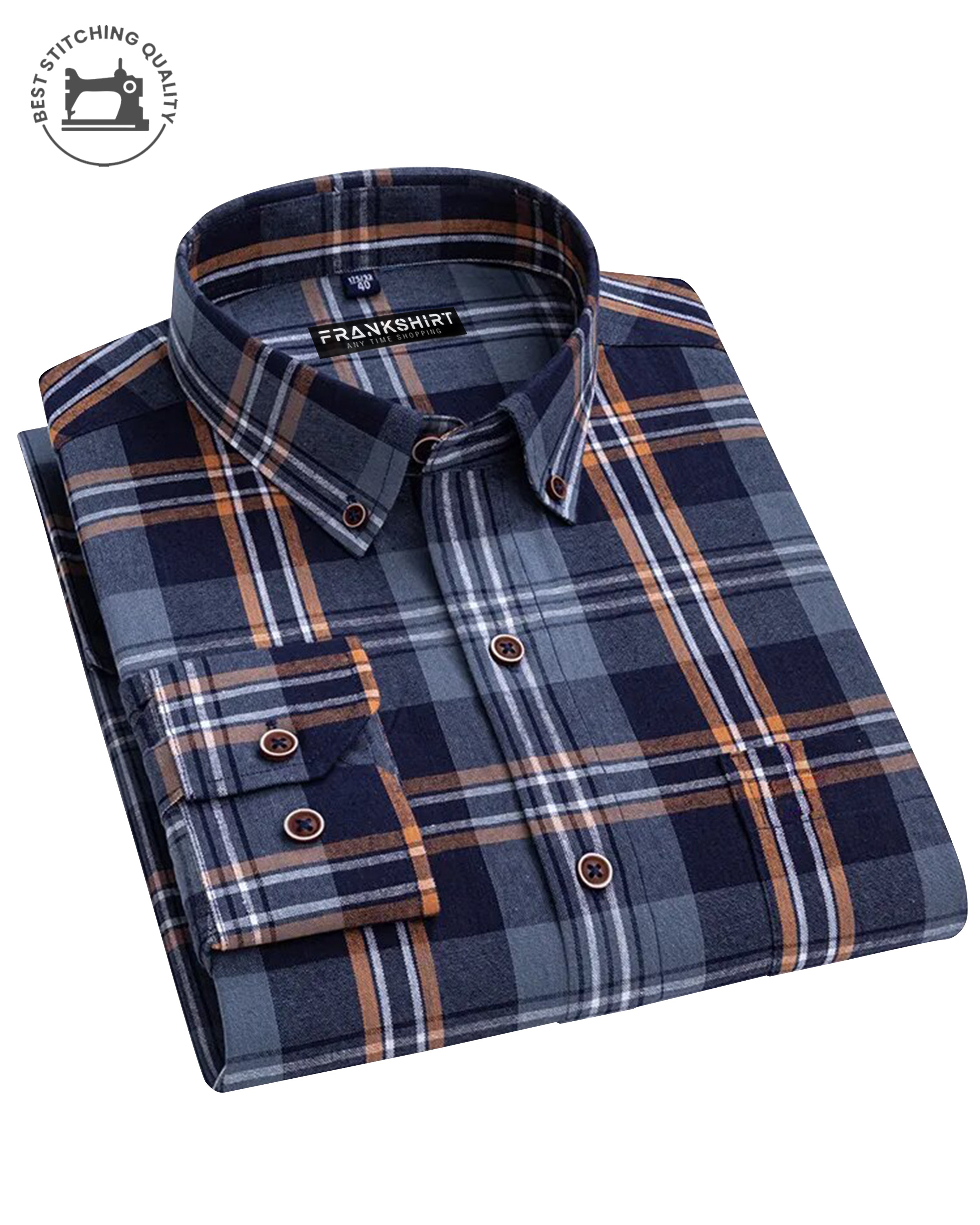 100 cotton shirt – BlackTree Blue and Grey Check I Regular Fit I 100% Cotton Shirt