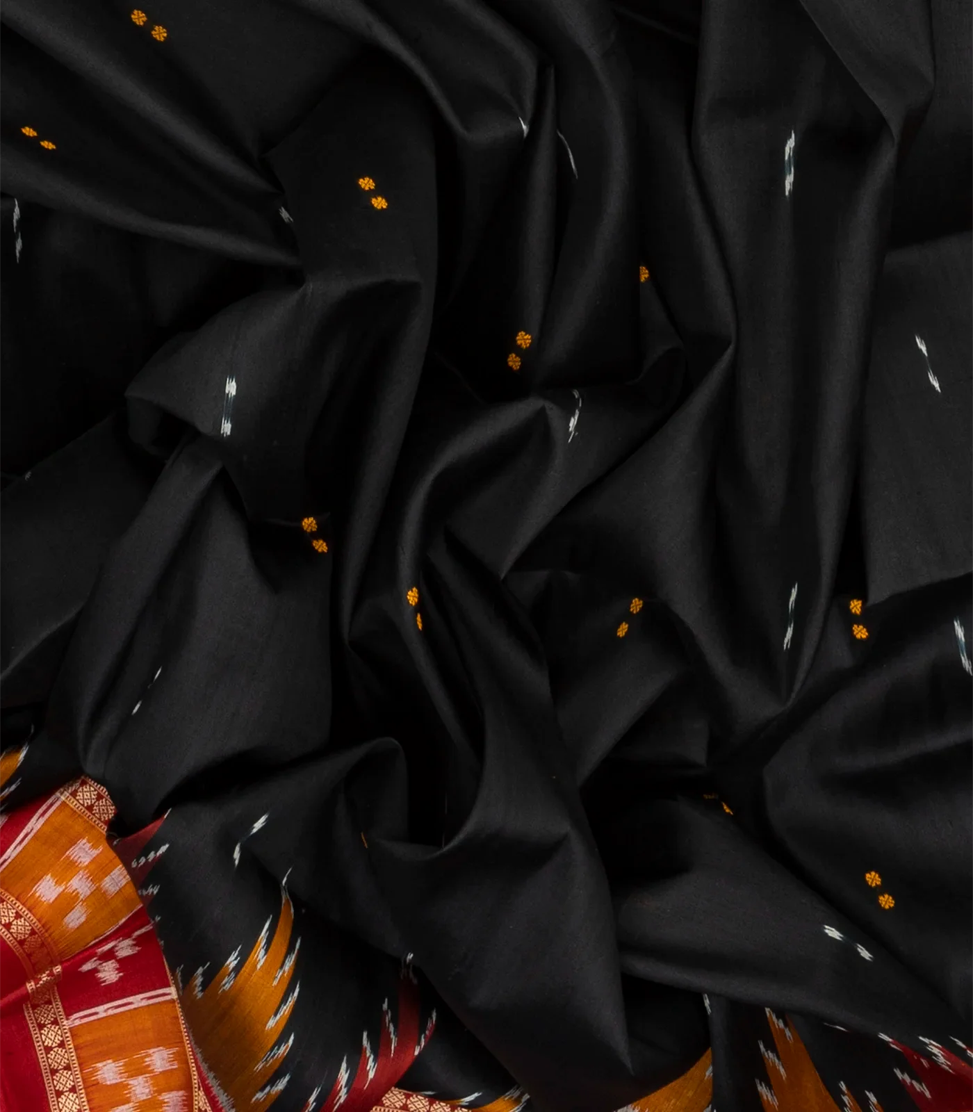 RmKV Black Handloom Orissa Silk Saree With Button Buttas - view 3