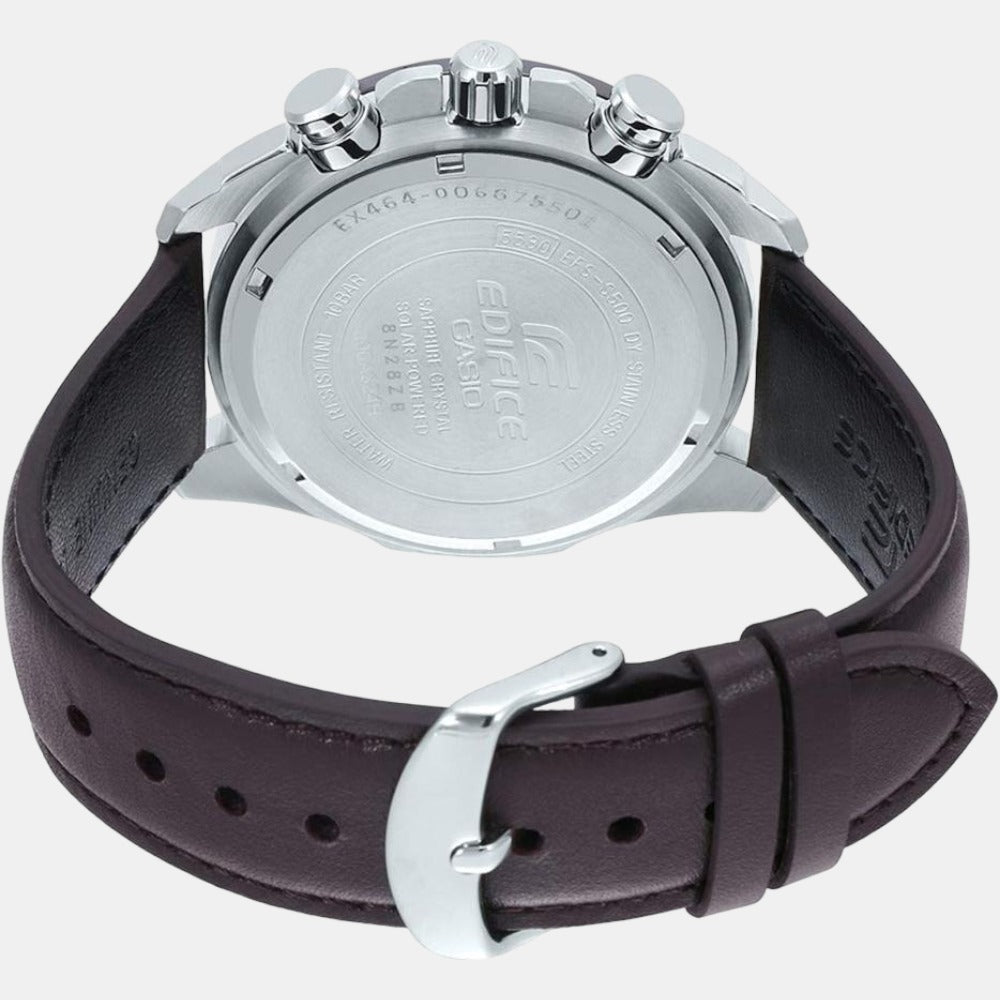 Casio Edifice Men Quartz Black Dial Chronograph Leather Watch EX464 - view 4