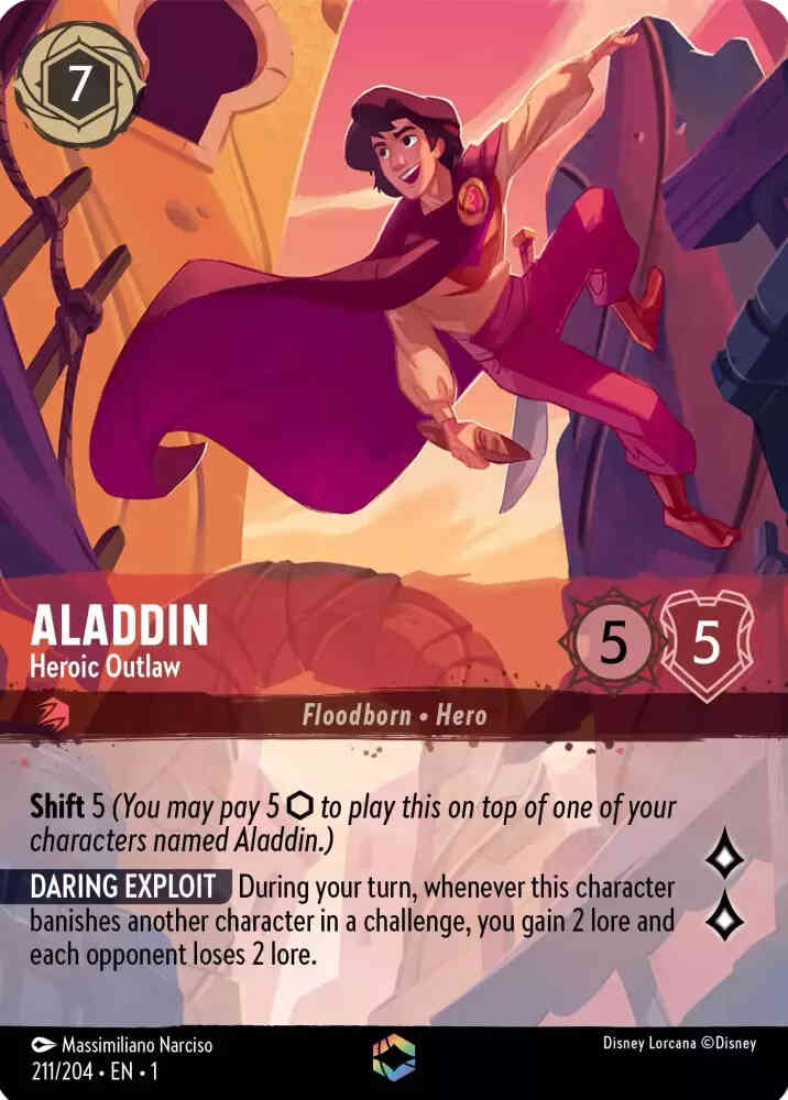 Heroic outlaw enchanted – Lorcana Aladdin - Heroic Outlaw (Enchanted) - 211/204 [The First Chapter] [Holofoil]