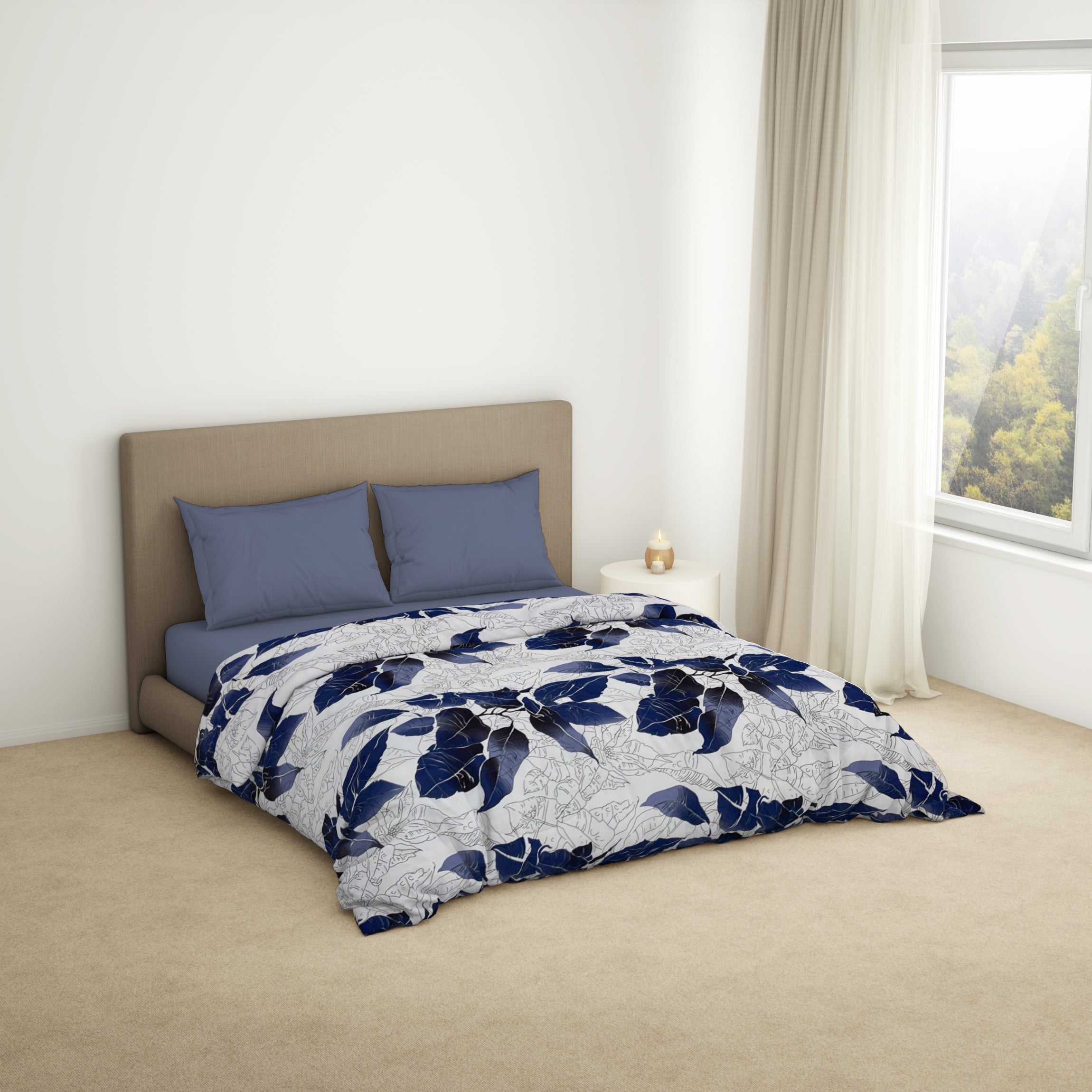 Spaces India Floral Light Silver - Light Silver Microfiber Shell Double Quilt / AC Comforter - Bliss By Welspun - view 2