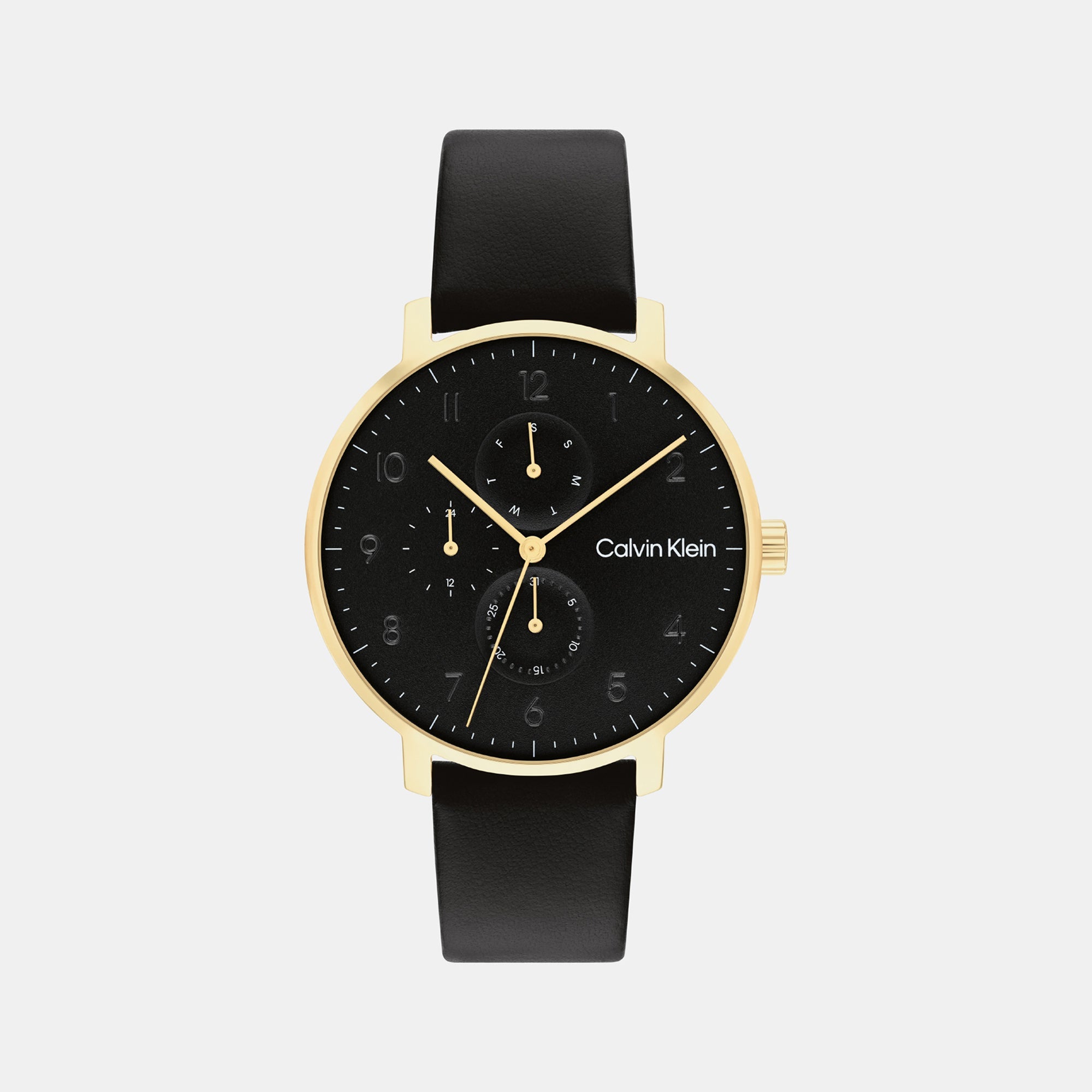 Calvin Klein Ck Stun Unisex Quartz Black Dial Analog Leather Watch 25200404