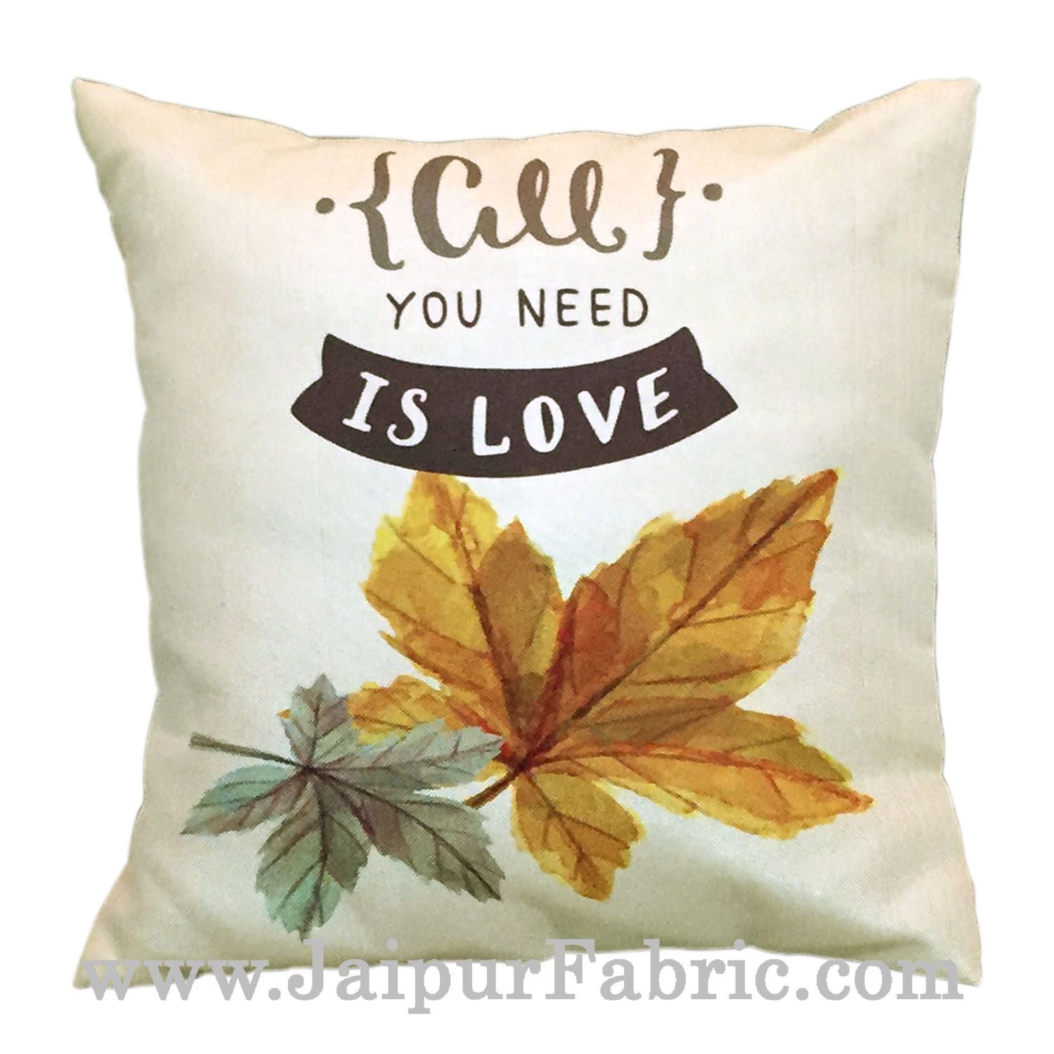 JaipurFabric® Jute Cushion Cover Digital Print All You Need Is Love